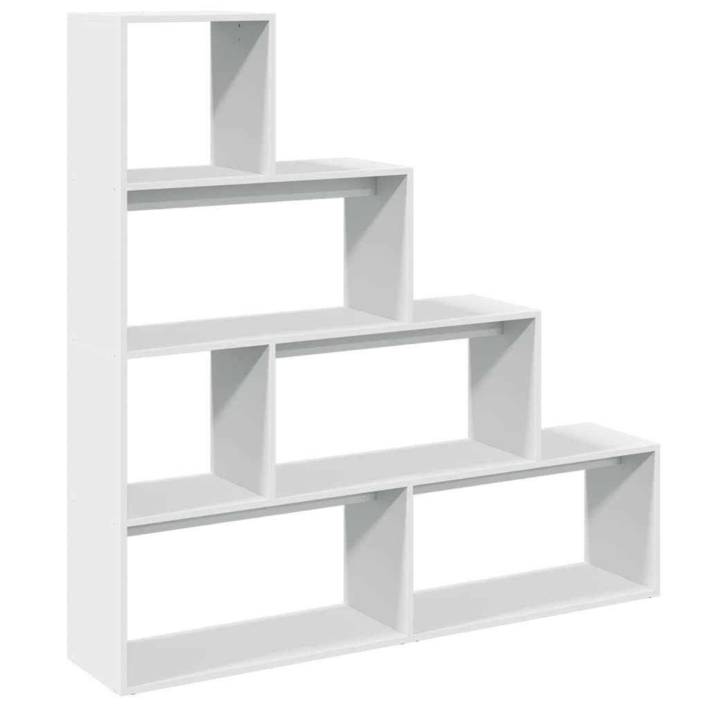 vidaXL Bücherregal Raumteiler-Bücherregal 4 Stufen Weiß 143,5x29x143,5 cm, 1-tlg.