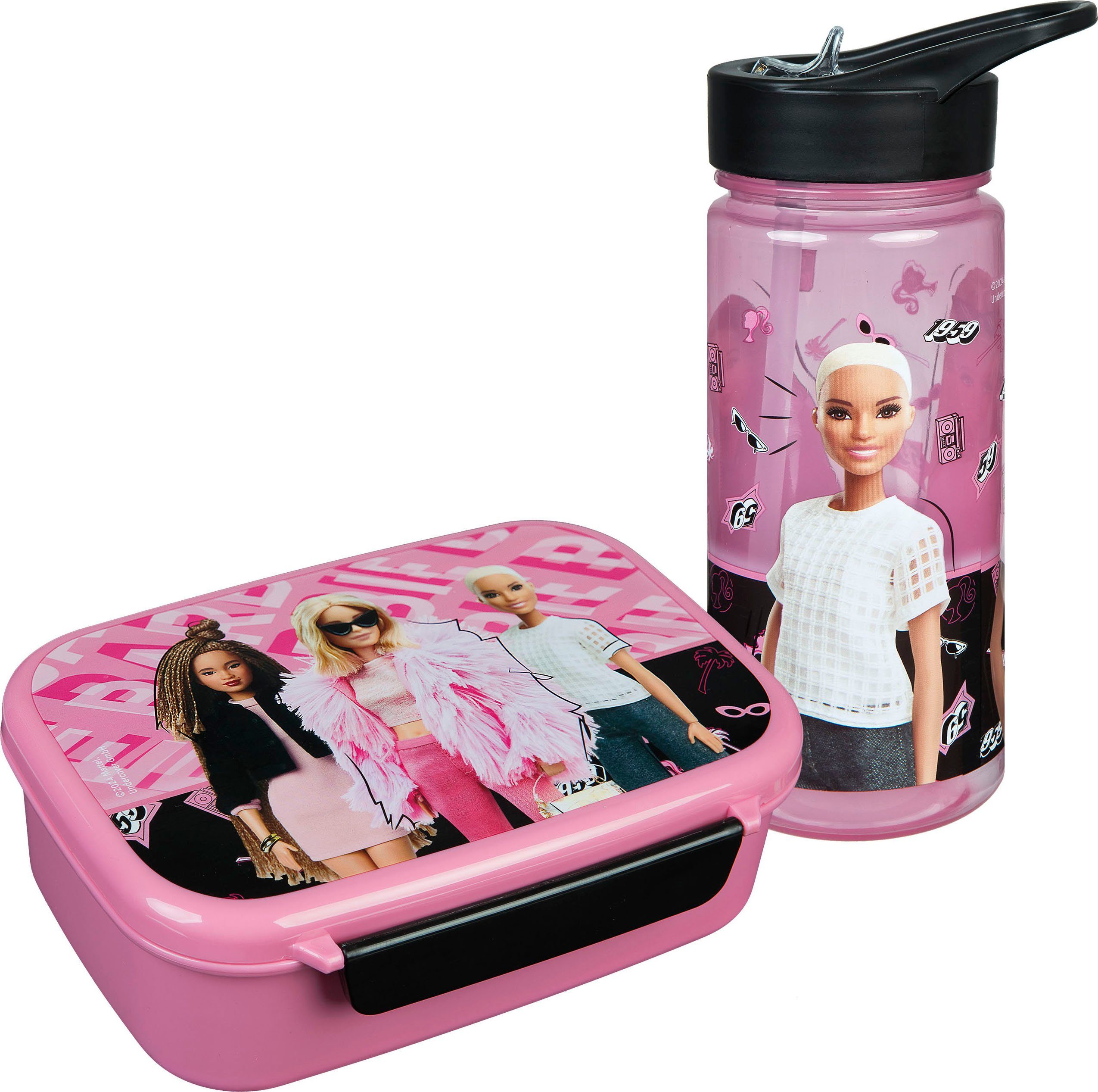 Scooli Lunchbox Brotzeitdose & Trinkflasche, Barbie, Kunststoff, (Set, 2-tlg), mit Trinkflasche