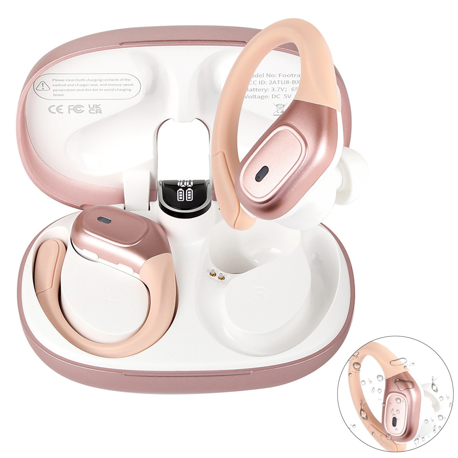 MODFU kabellose Sport On Ear Kopfhörer Earbuds In Ear Kopfhörer Bluetooth-Kopfhörer (Lärmreduzierung, Bluetooth 5.3, Touch Wasserdicht Ladeetui mit LED Anzeige Kabellos Geräuschisolierung)