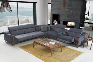 JVmoebel Ecksofa Grau Ecksofa Wohnzimmer Luxus Sofa L-Form Modern Design Möbel, 5 Teile, Made in Europa