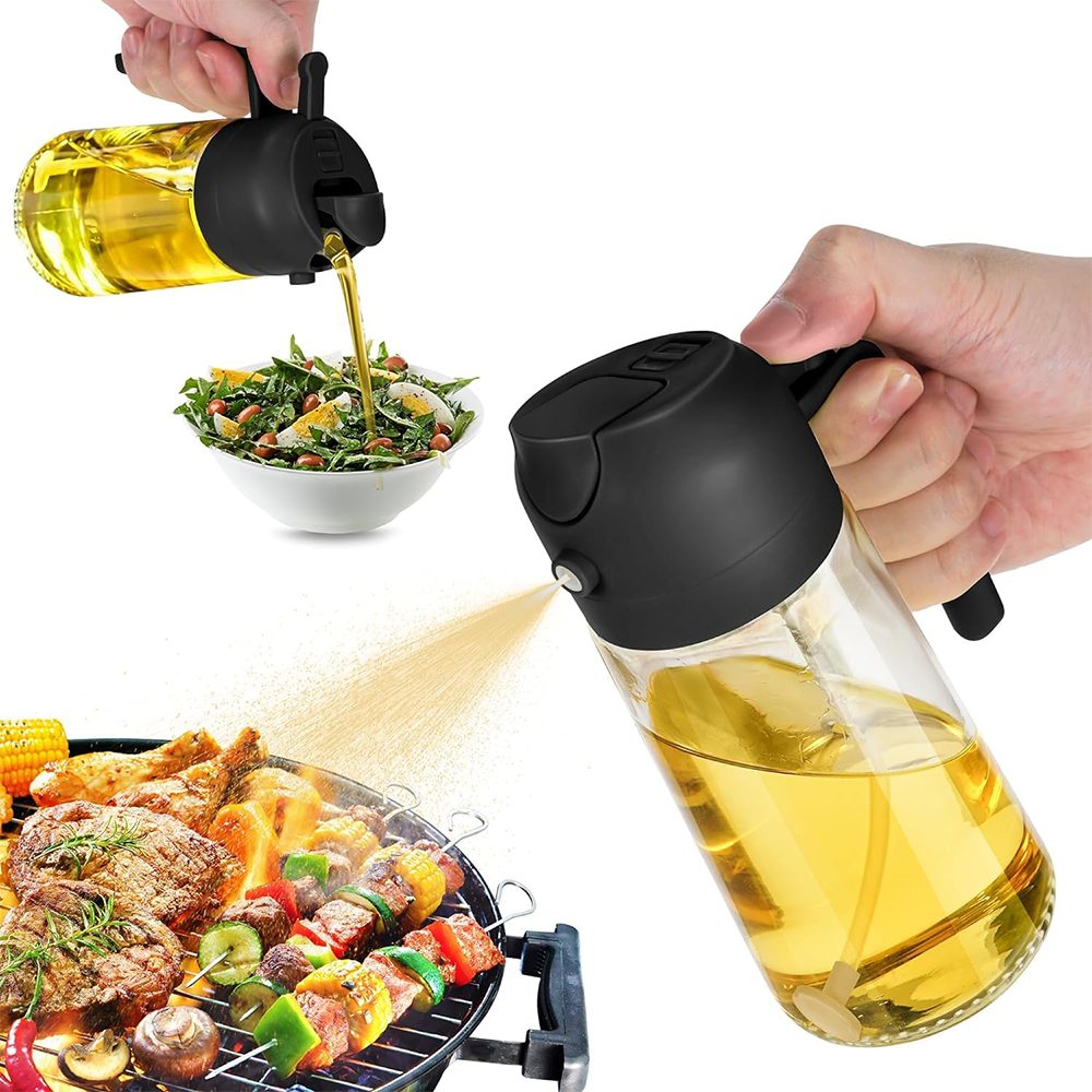 FOUORTUNATE-BEE Ölkaraffe 500 ml 2 in 1 Ölspender & Ölsprüher