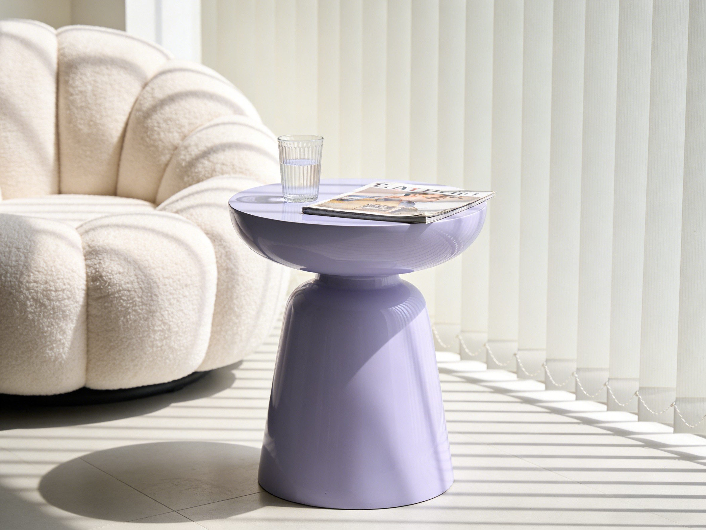 WILLIAMSPACE Couchtisch Meta Runder Beistelltisch aus Fiberglas, Moderner Design-Tisch (1 St) – Bild 4 von 5
