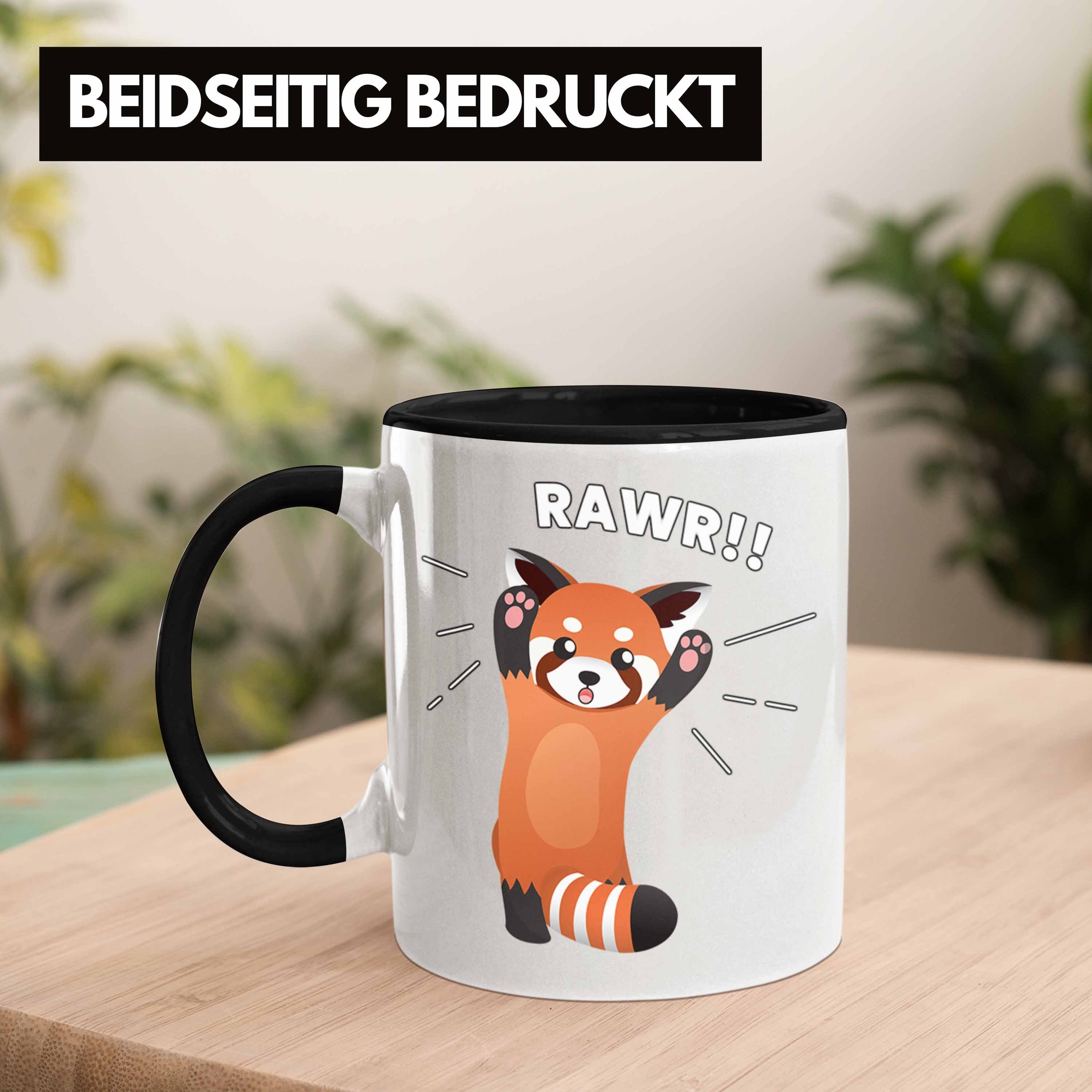 Jungs Roter Trendation Grafik Panda - Lustige Mädchen Tasse Geschenkidee Rawr Tasse für Schwarz Kinder Trendation