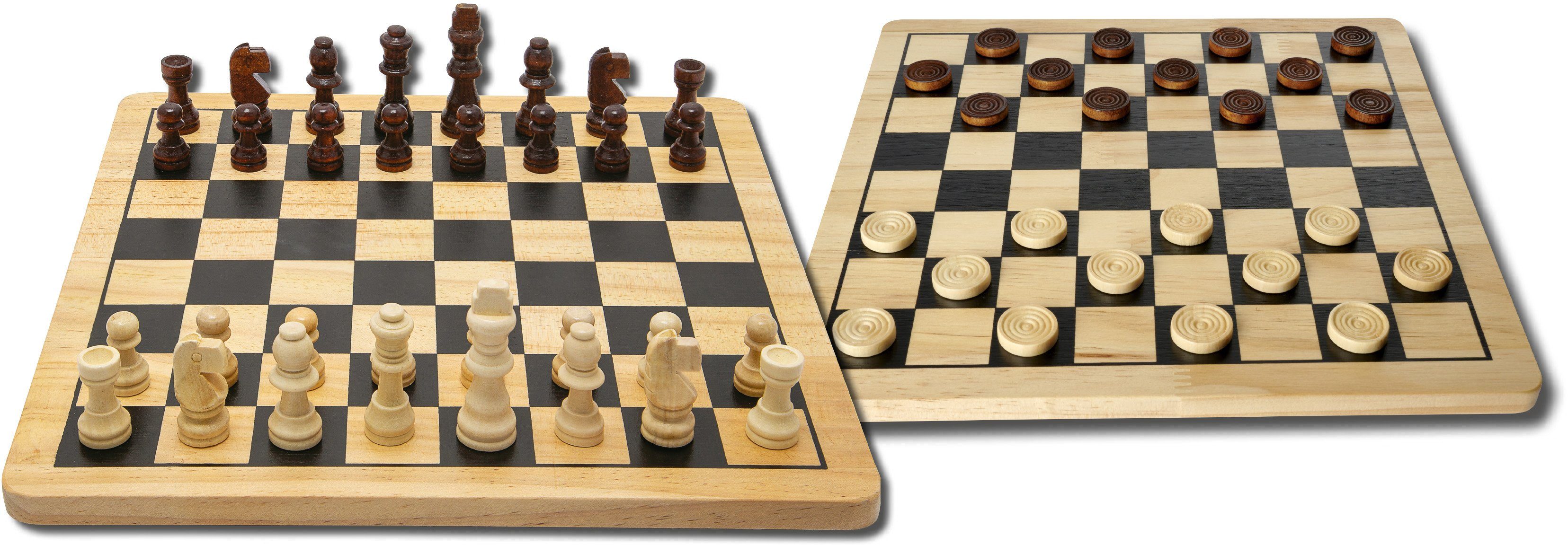 Noris Spiel Deluxe Holz - Schach & Dame, Brettspiel