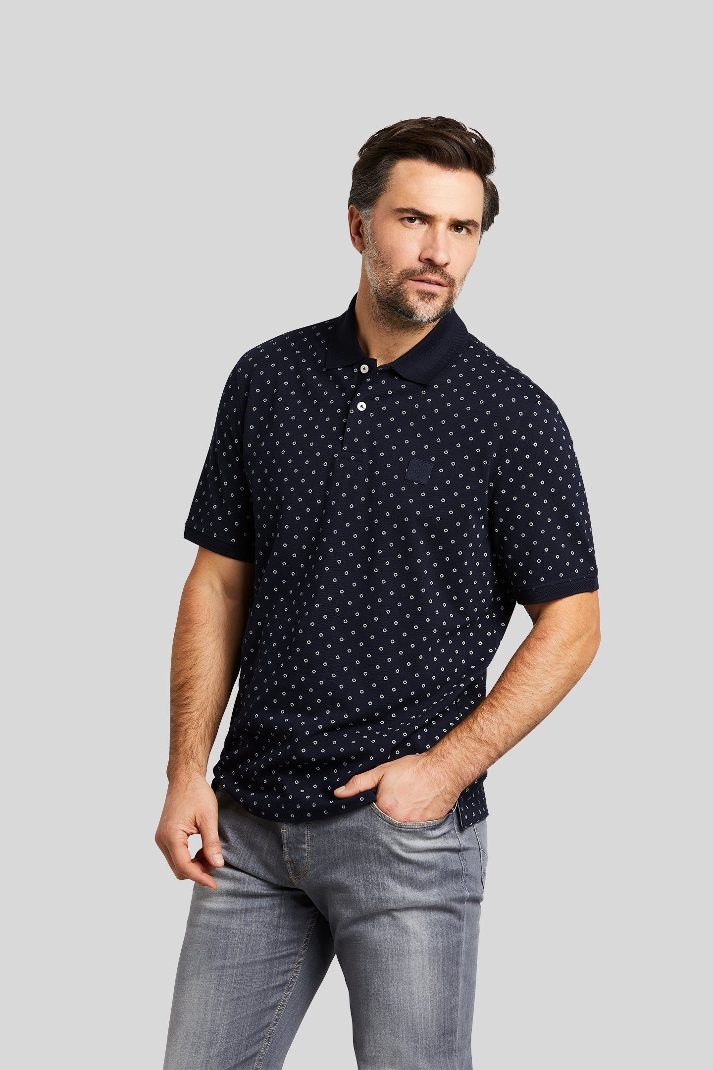 bugatti Poloshirt mit grafischem Minimal-Allover-Print