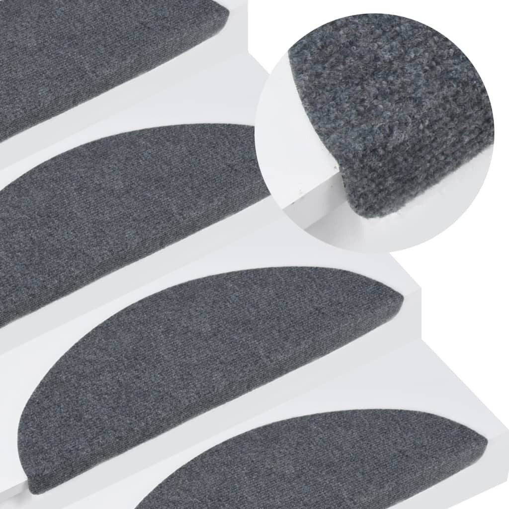 vidaXL Stufenmatte 56 x 17 x 3 cm Stufenmatten Selbstklebend 15 Stk 56x20 cm Grau