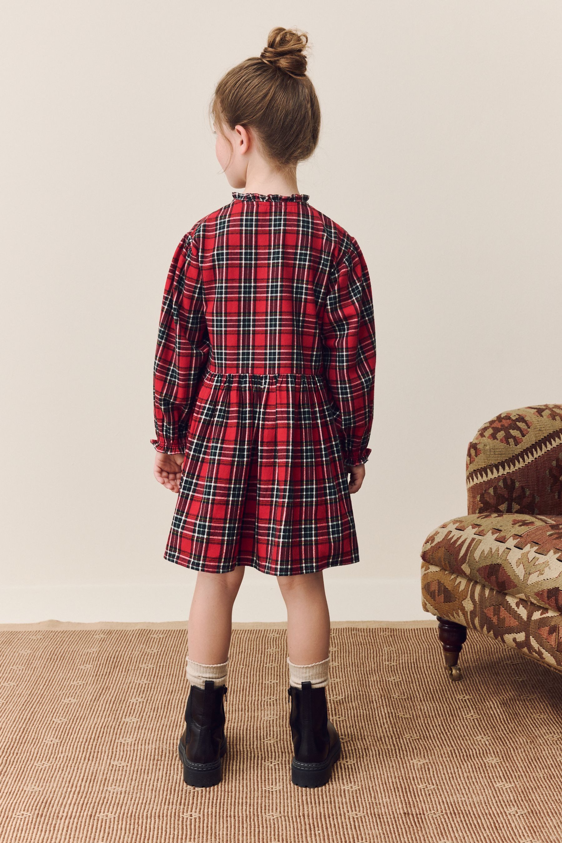 Next Hemdblusenkleid Kleid mit Knopfleiste und Karomuster (1-tlg)