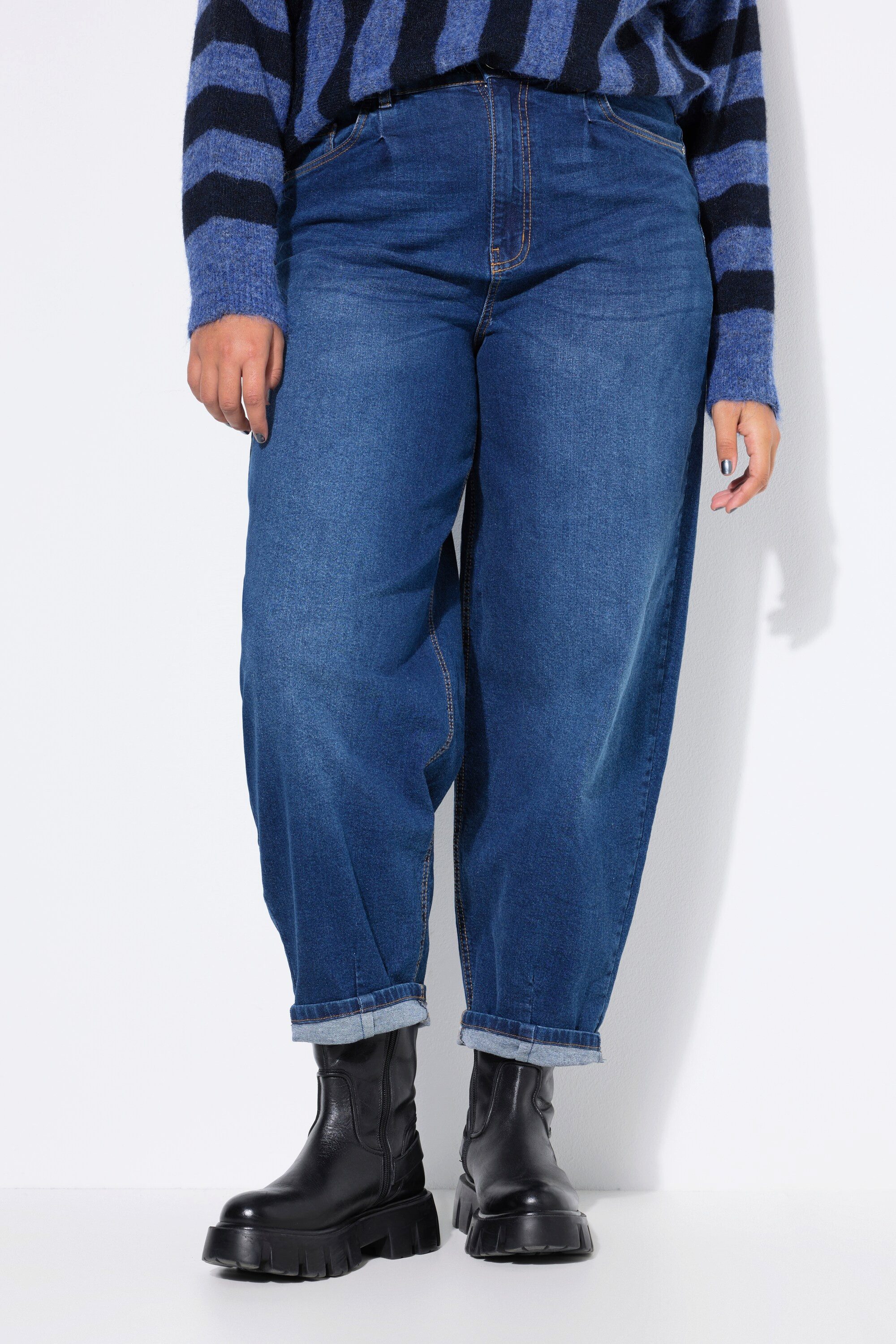 Studio Untold Regular-fit-Jeans Ballon-Jeans Dark-Denim High Waist 5-Pocket günstig online kaufen