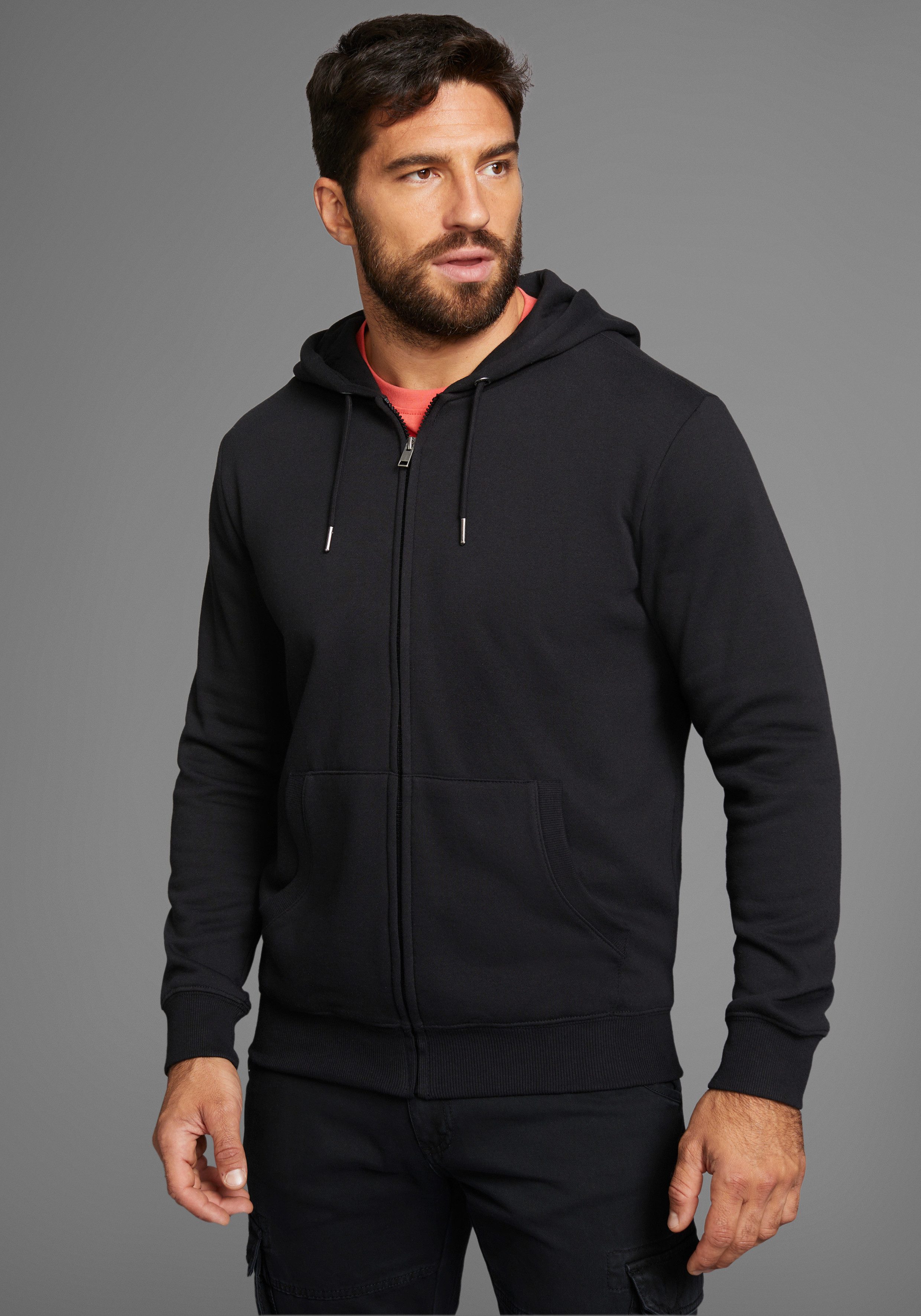 Man's World Kapuzensweatjacke mit Taschen günstig online kaufen