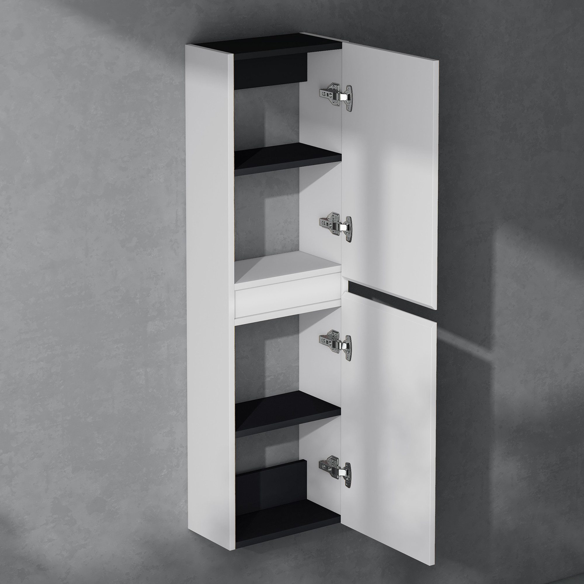 doporro Seitenschrank Badschrank Schmal Hochschrank Badezimmer Hängend Verona – Bild 4 von 5