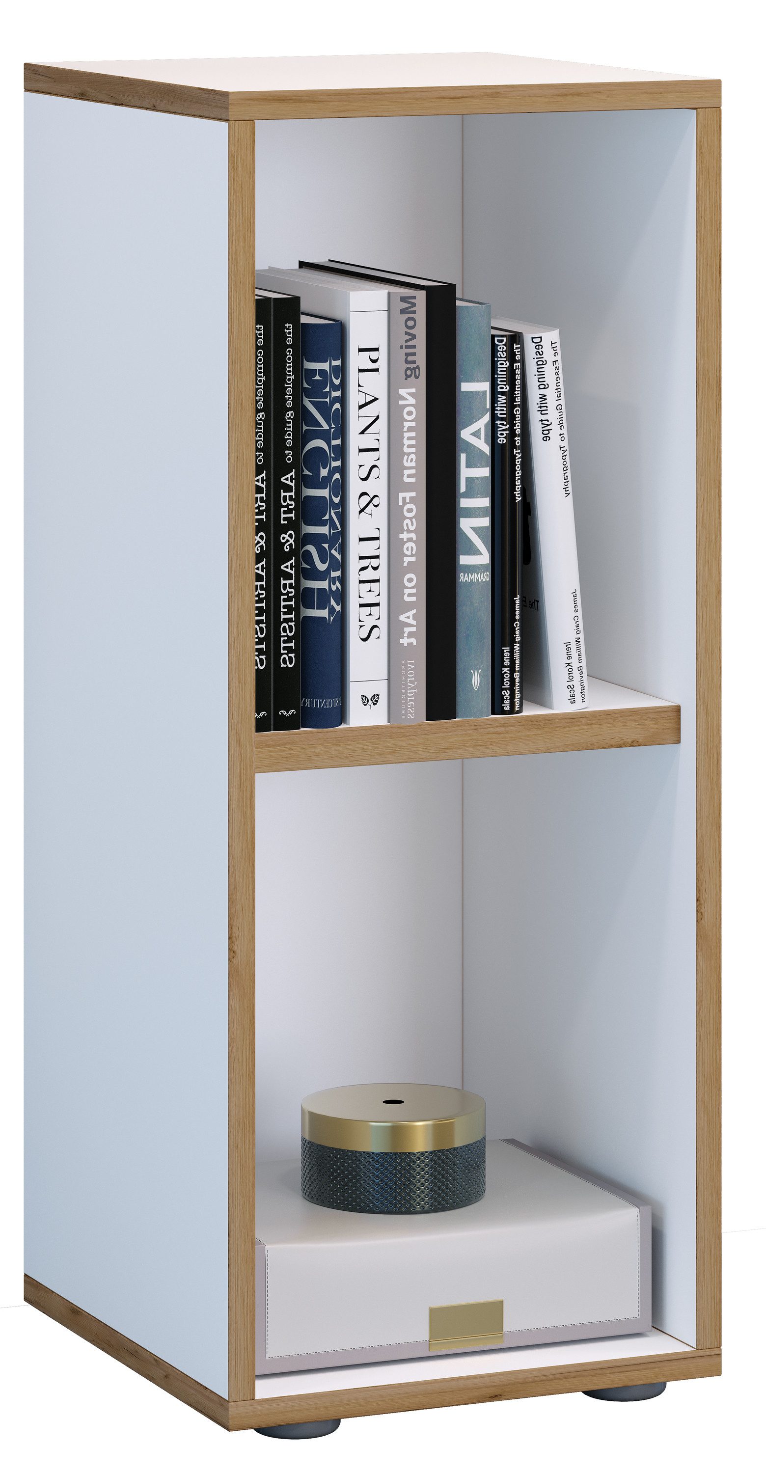 VCM Standregal Salia B. 30 x T. 33 x H. 74 cm, Offener Stauraum für Ordner, Akten und Bücher, 2 Fächer, Holzwerkstoff