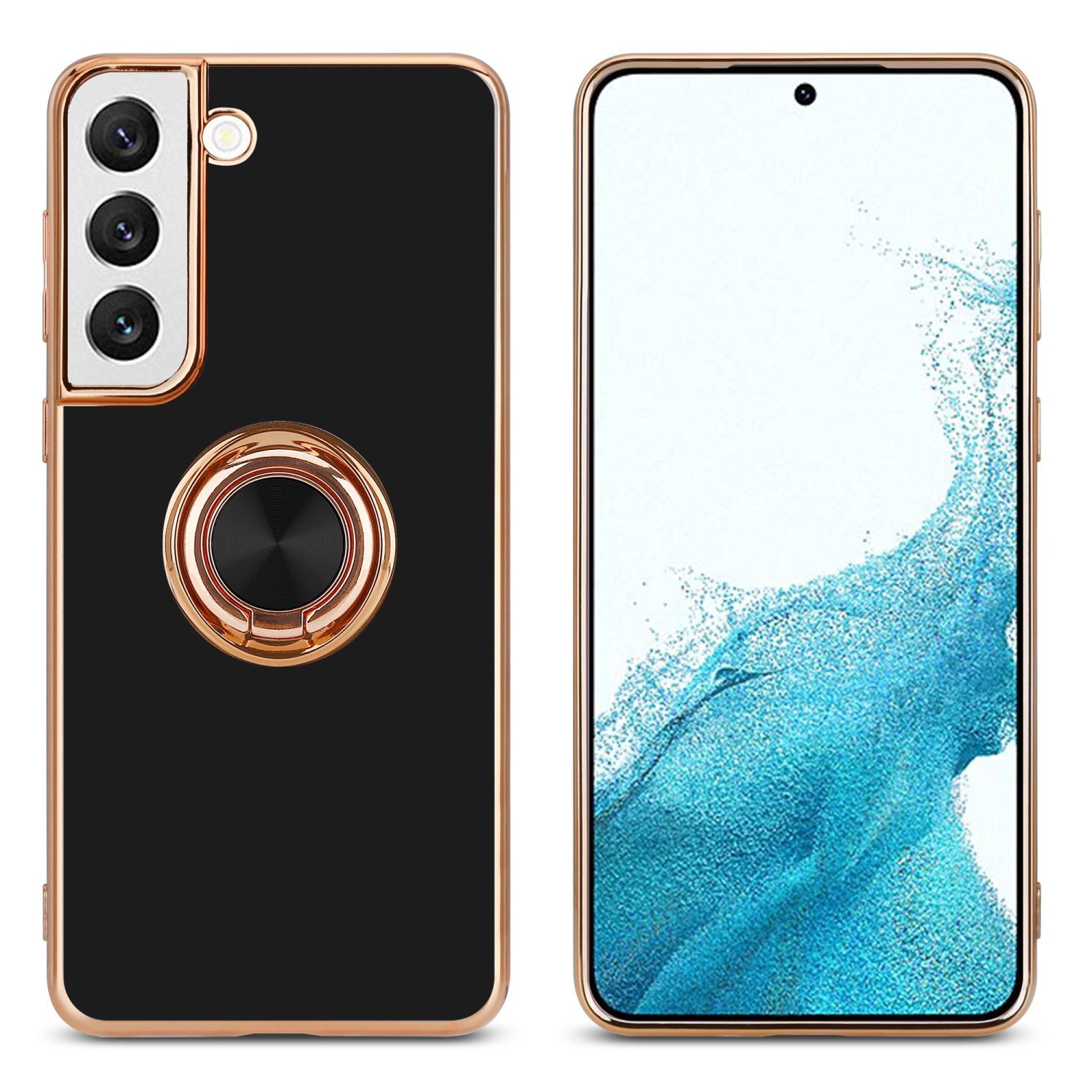 Cadorabo Handyhülle für Samsung Galaxy S21 PLUS Hülle Samsung Galaxy S21 PLUS, Schutzhülle - TPU Silikon Hülle - mit Kameraschutz und Ring