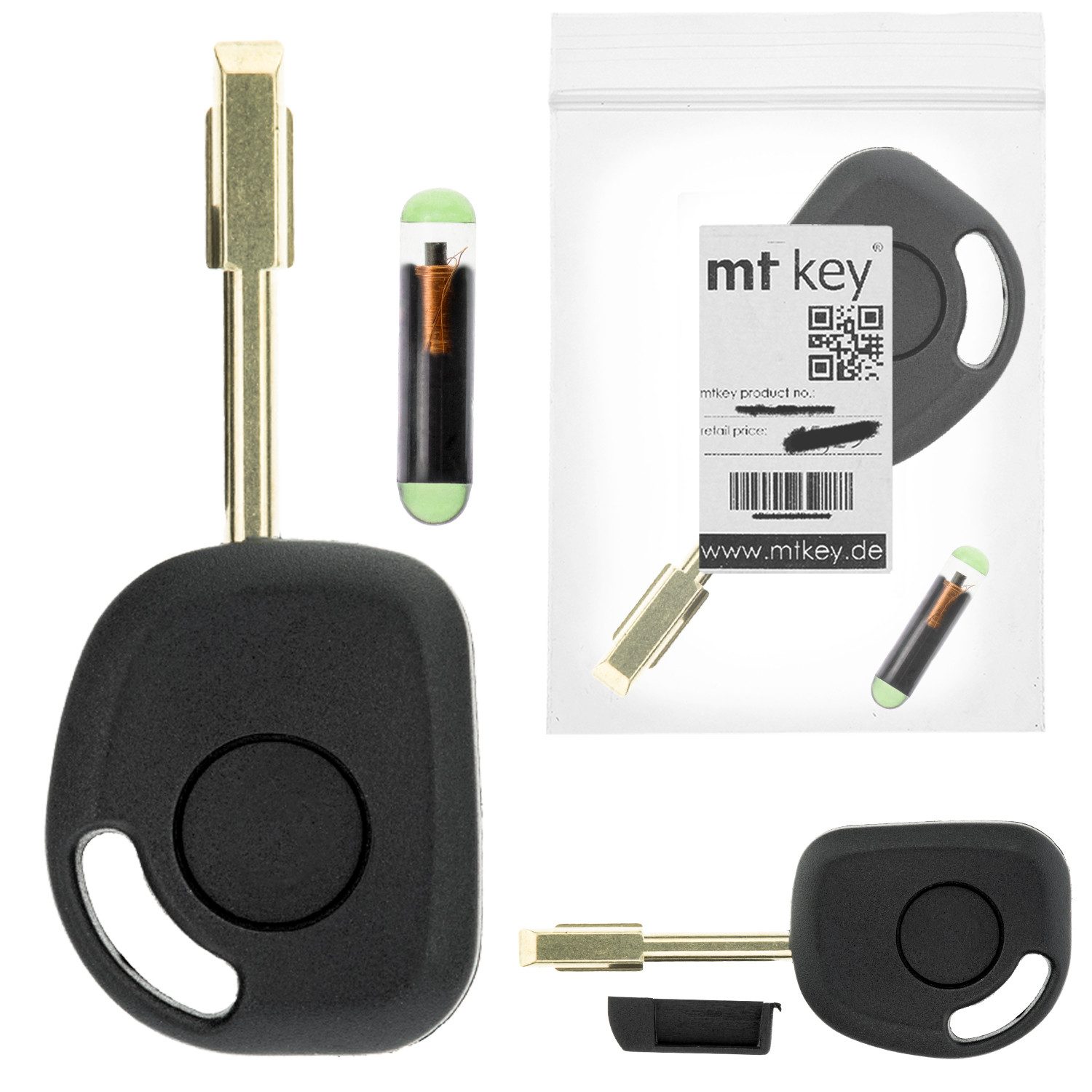 mt-key Schlüsseltasche Auto Zünd Schlüssel Rohling FO21 + ID13 Transponder (Set), für Jaguar Xjs (AB 96); Xk (96-05); Xk8 (96-05); Xkr I X100 (96-05)