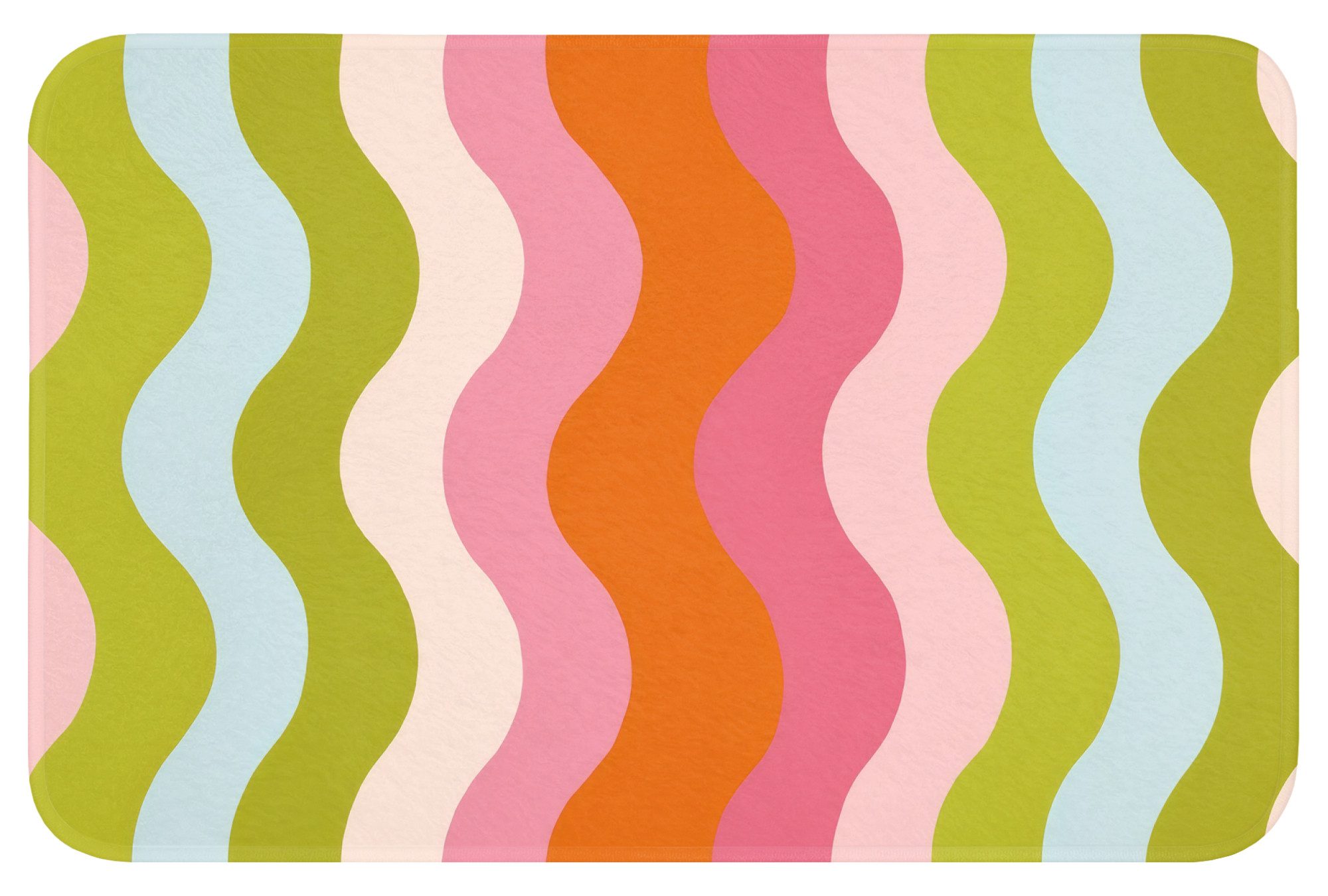 OnlyWow Badematte Bahnen - Wellen - Bunt - Vertikal, Höhe 10 mm, Polyester, Rechteckig, Badezimmerteppich, Badteppich, Rutschfest, Badvorleger, Waschbar