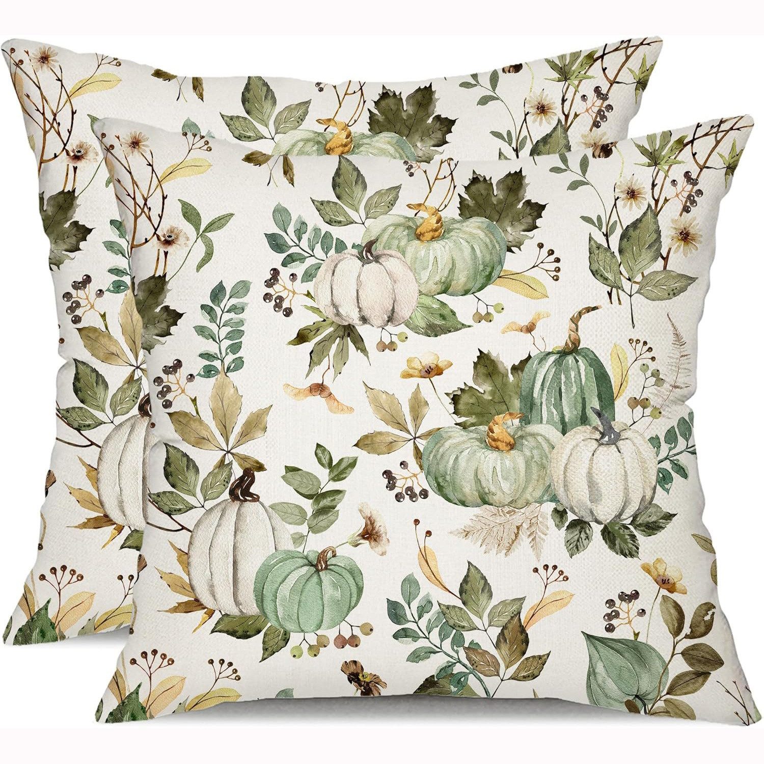 Sorvyzxn Kissenbezug Kissenbezug Herbst 45x45 2er Set Landhausstil Deko Leinen Kissenhüllen, für DekoSofa Home Garten Schlafzimmer Dekokissen Kissenbezüge