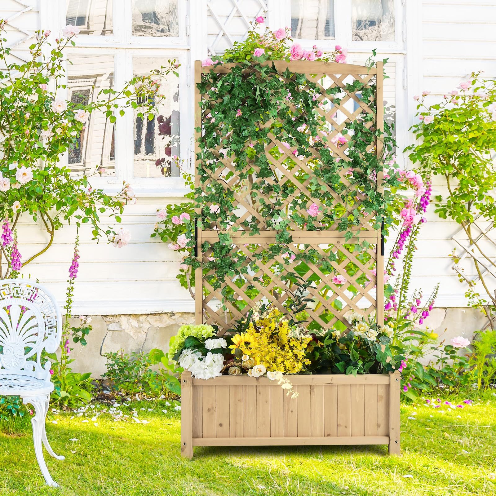 COSTWAY Blumenkasten, mit Spalier, Rankgitter & günstig online kaufen