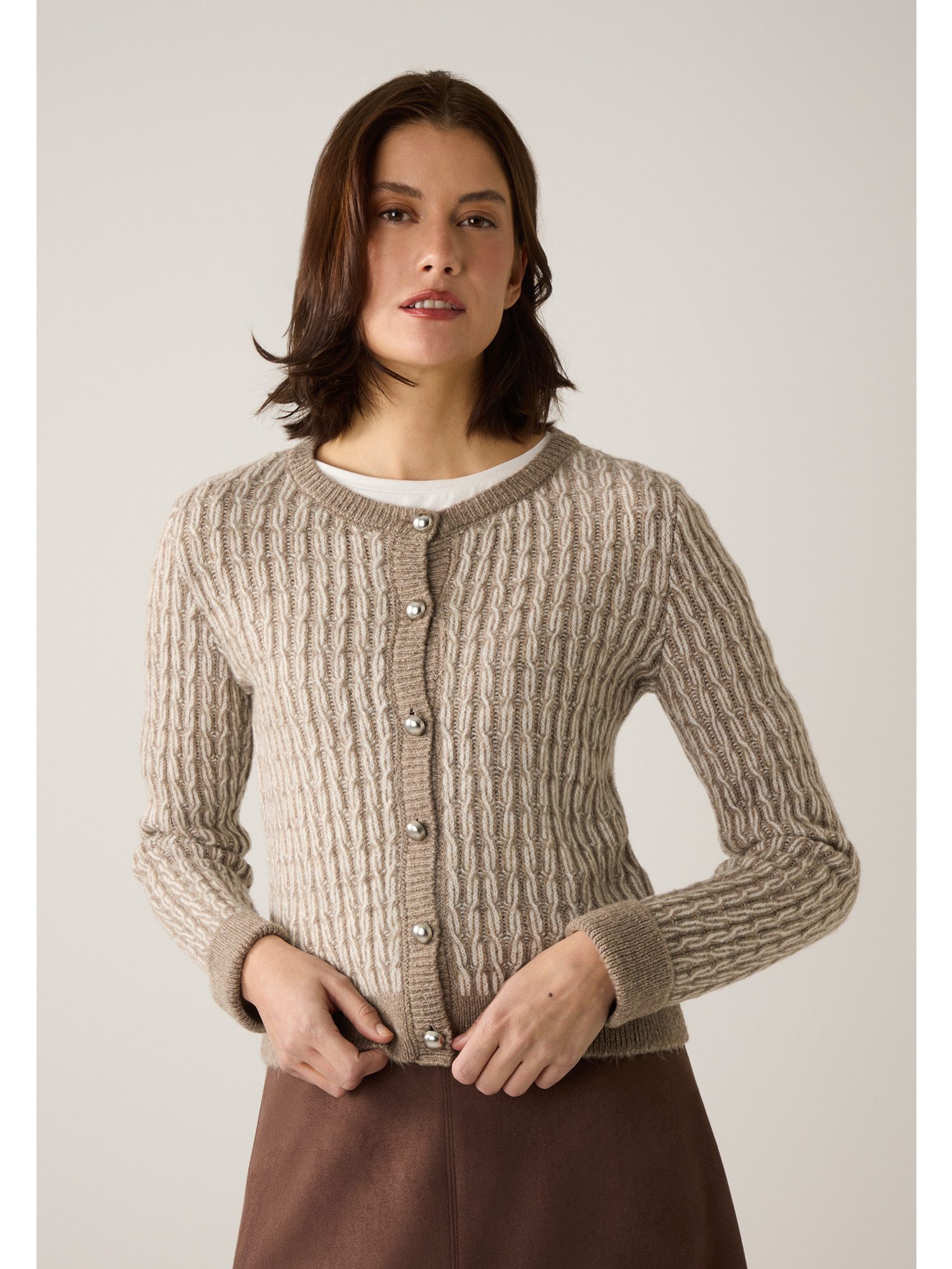 MORE&MORE Strickjacke softe, gemusterte Strickjacke