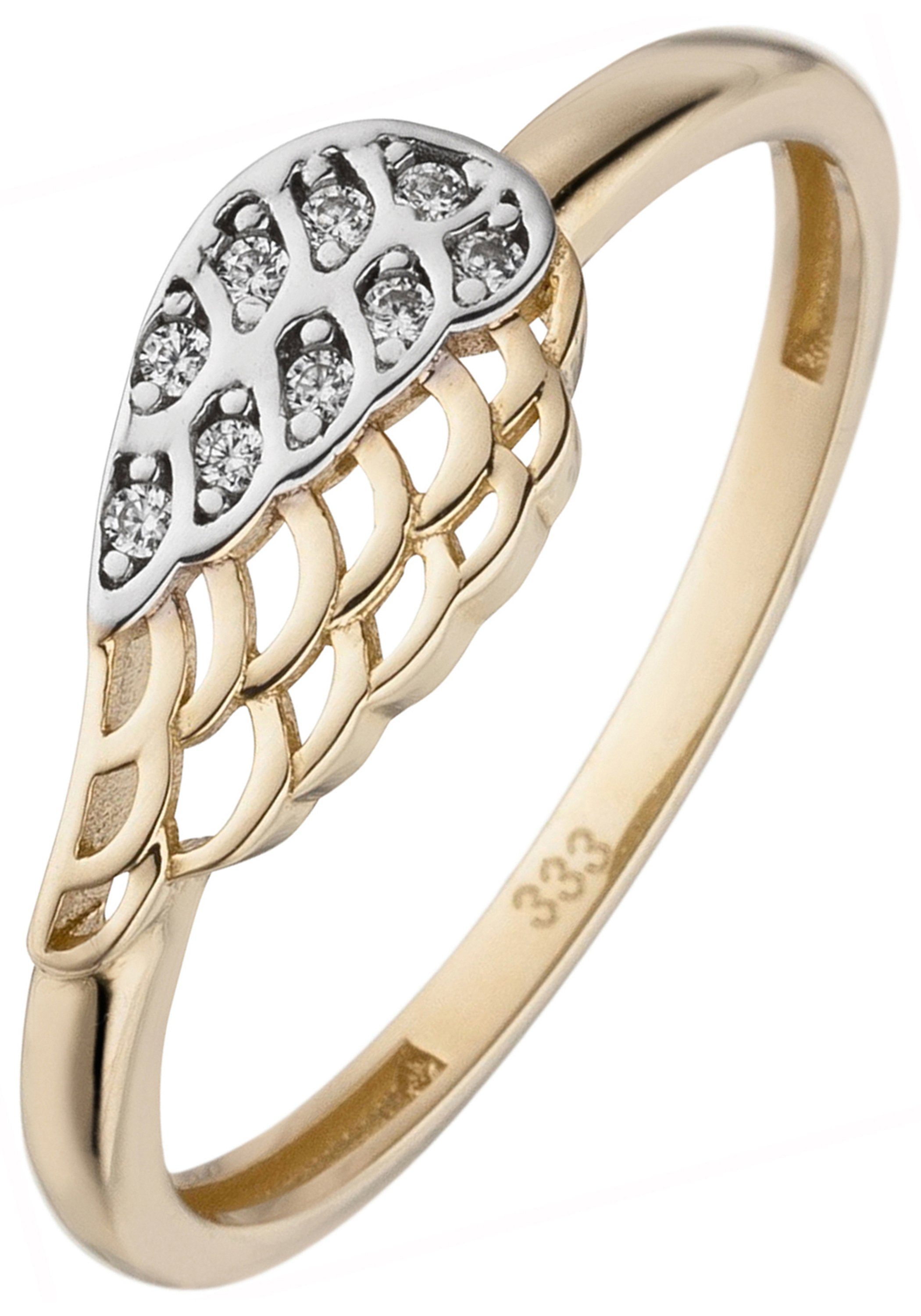 JOBO Fingerring Flügel, 333 Gold bicolor mit 9 Zirkonia günstig online kaufen