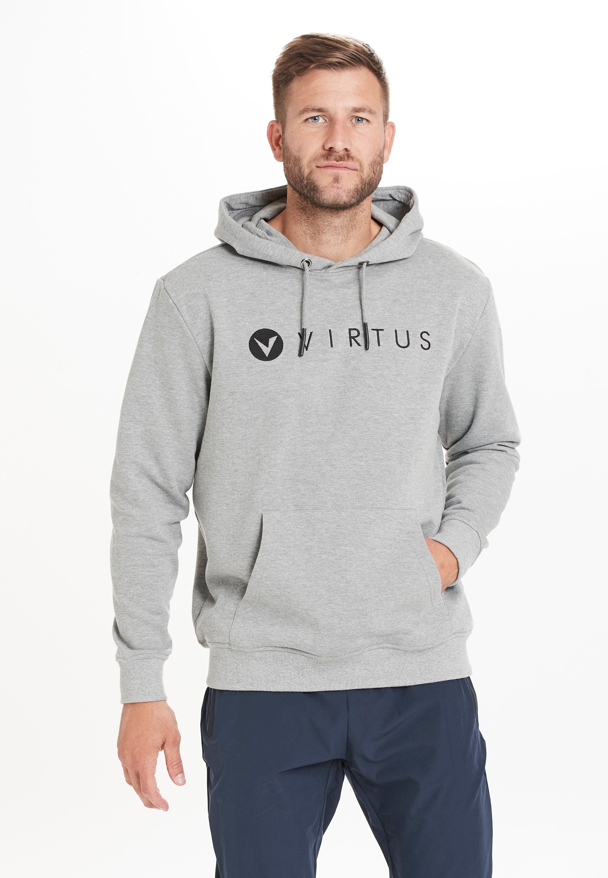 Virtus Kapuzensweatshirt Matis V2 mit coolem Markenprint grau-meliert