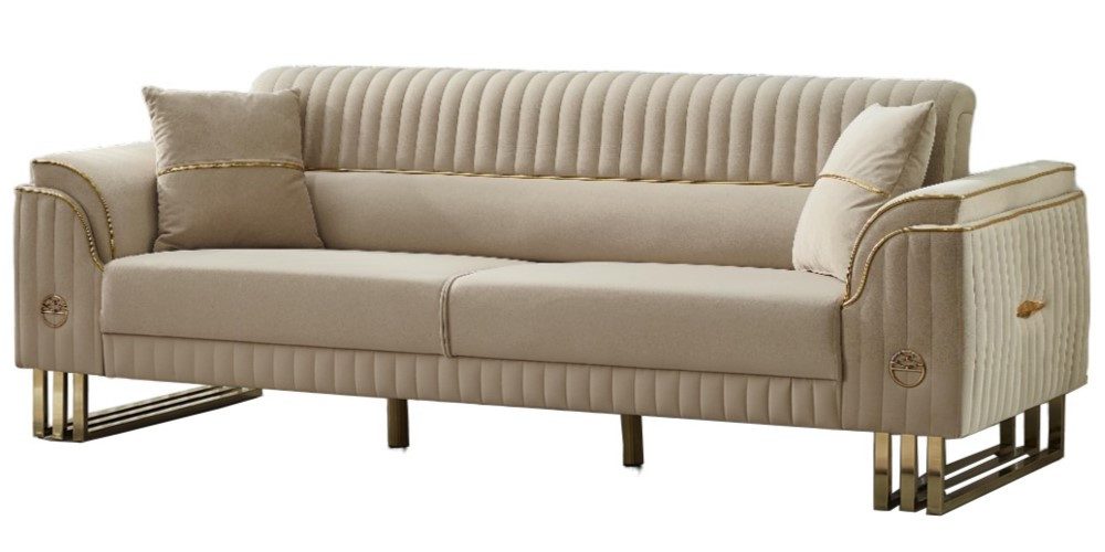 Villa Möbel Sofa New Flavia, 2-Sitzer 1 Teile, Hand Made Quality, pflegeleichter Mikrofasersamtstoff