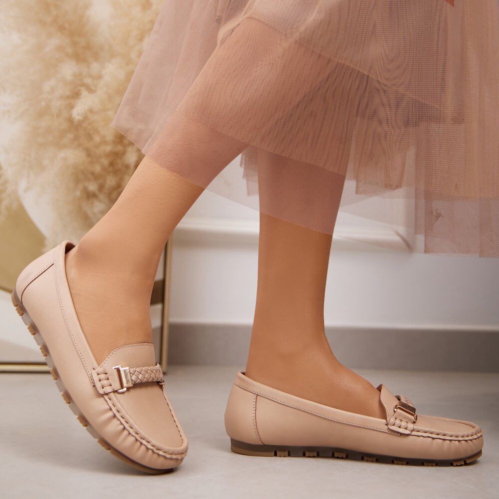 Ital-Design Eleganter Slipper – Bequeme Alltagsschuhe für Damen Slipper (89368812) Flach Mokassins in Hellbraun