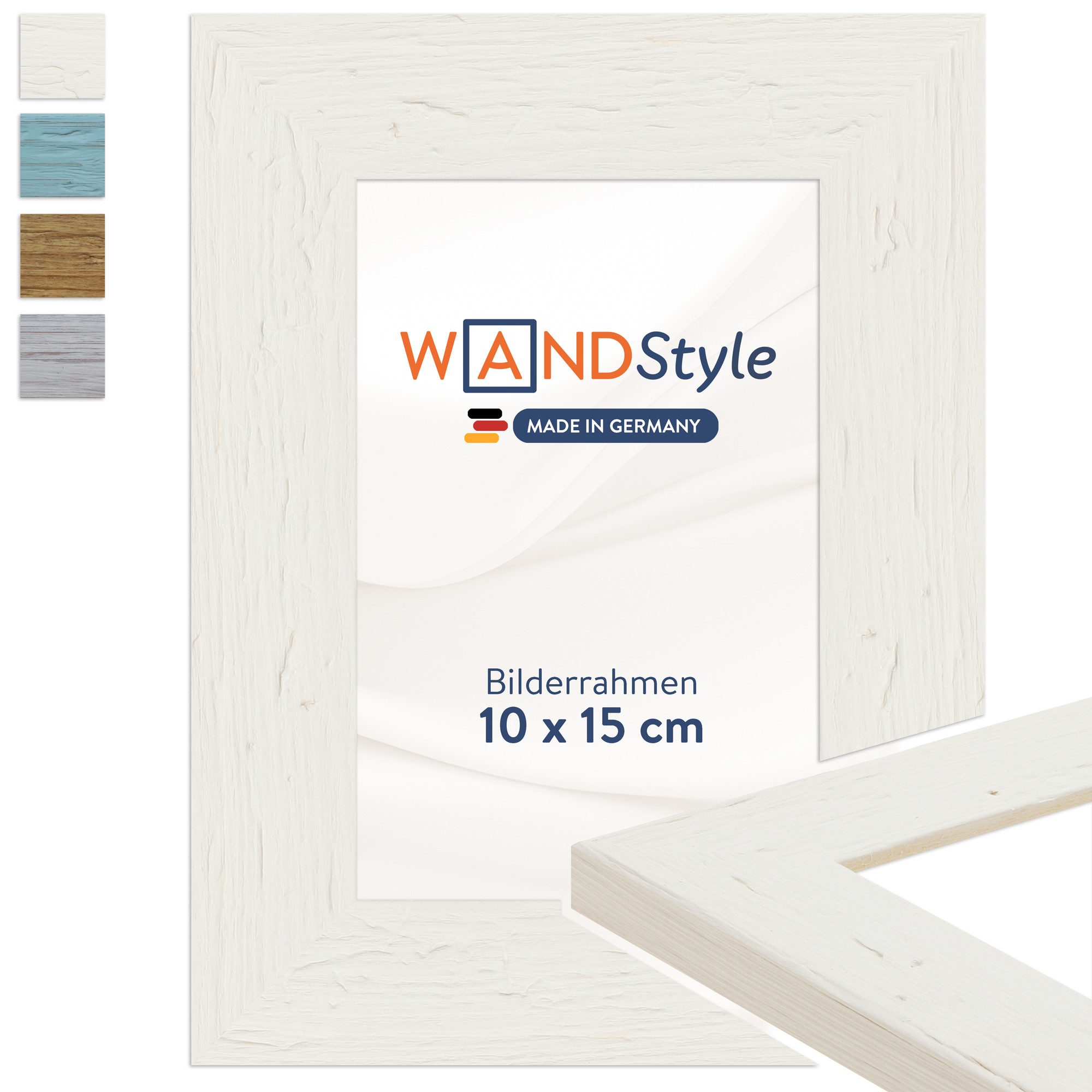 WANDStyle Bilderrahmen H750, Weiß, aus Massivholz im Landhaus Stil