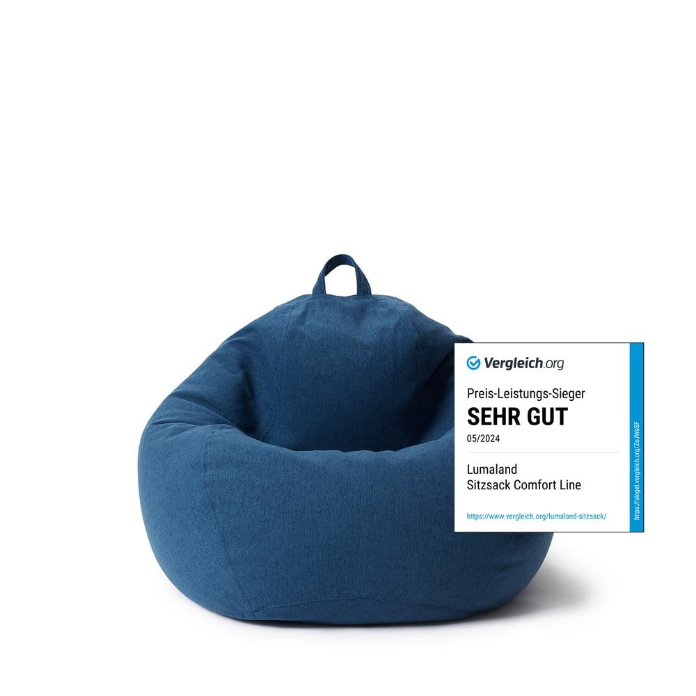 Lumaland Sitzsack Comfort Line, Indoor Beanbag 70x80x50cm mit anpassbaren EPS-Perlen, Weiches Bodenkissen für Kinder & Erwachsene, 120 L Volumen