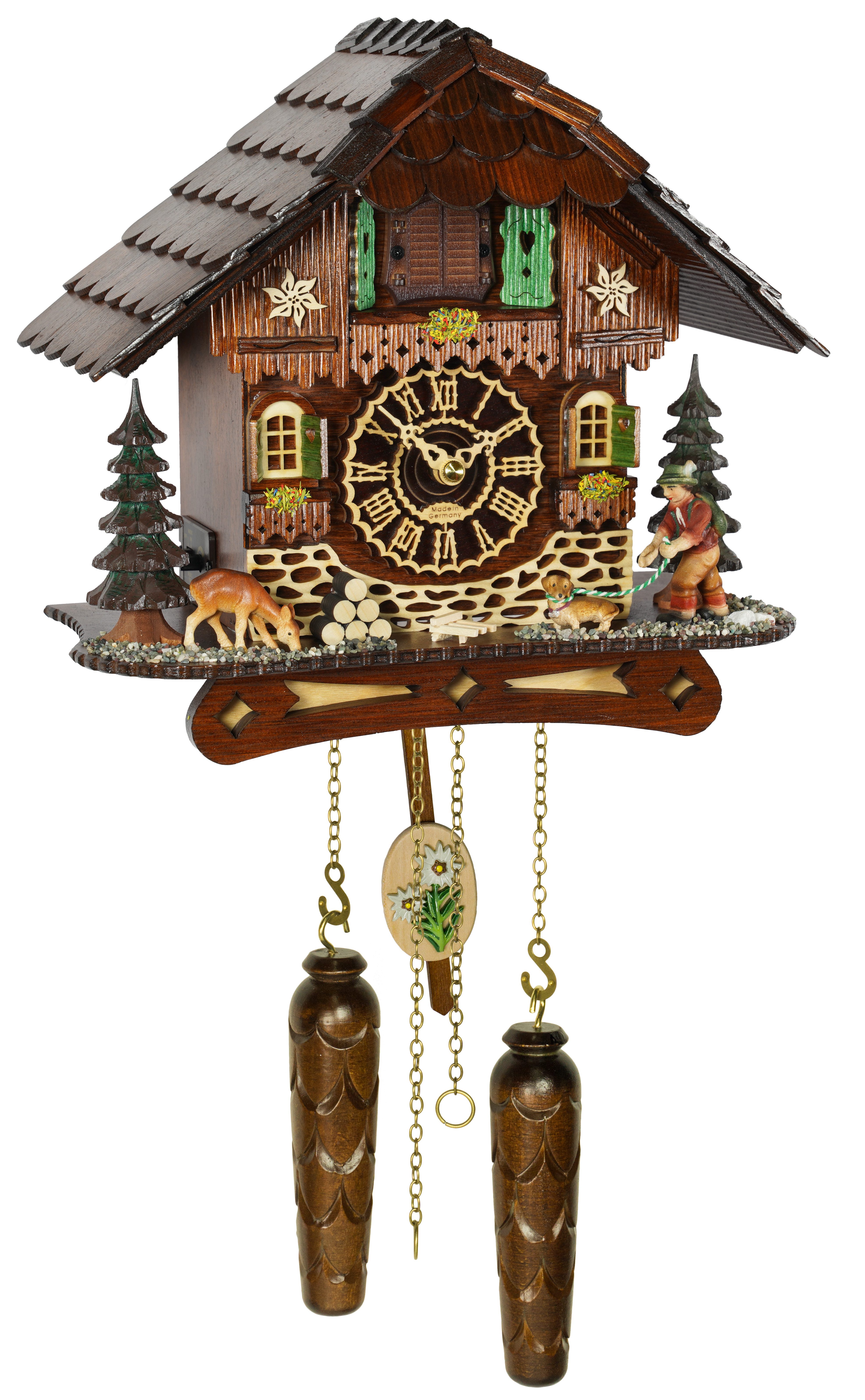 Clockvilla Hettich-Uhren Wanduhr Schwarzwälder Kuckucksuhr Quarz mit Musik und Beleuchtung