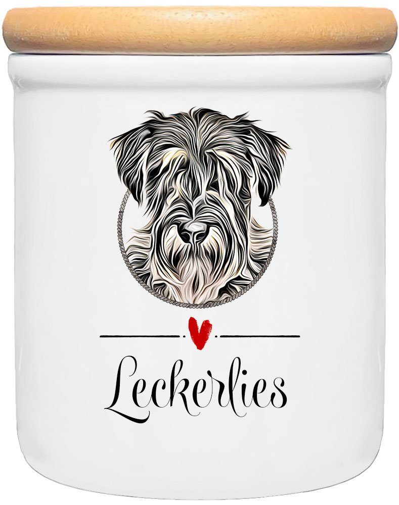 Cadouri Vorratsdose SCHNAUZER - Leckerlidose Deutschland, Keramikdose 2-tlg., 400 Hundekekse, für in Hund - Hundekeksdose, 1x (Leckerlidose handgefertigt ml Hunderasse, mit Hundebesitzer, Holzdeckel), mit für Keramik