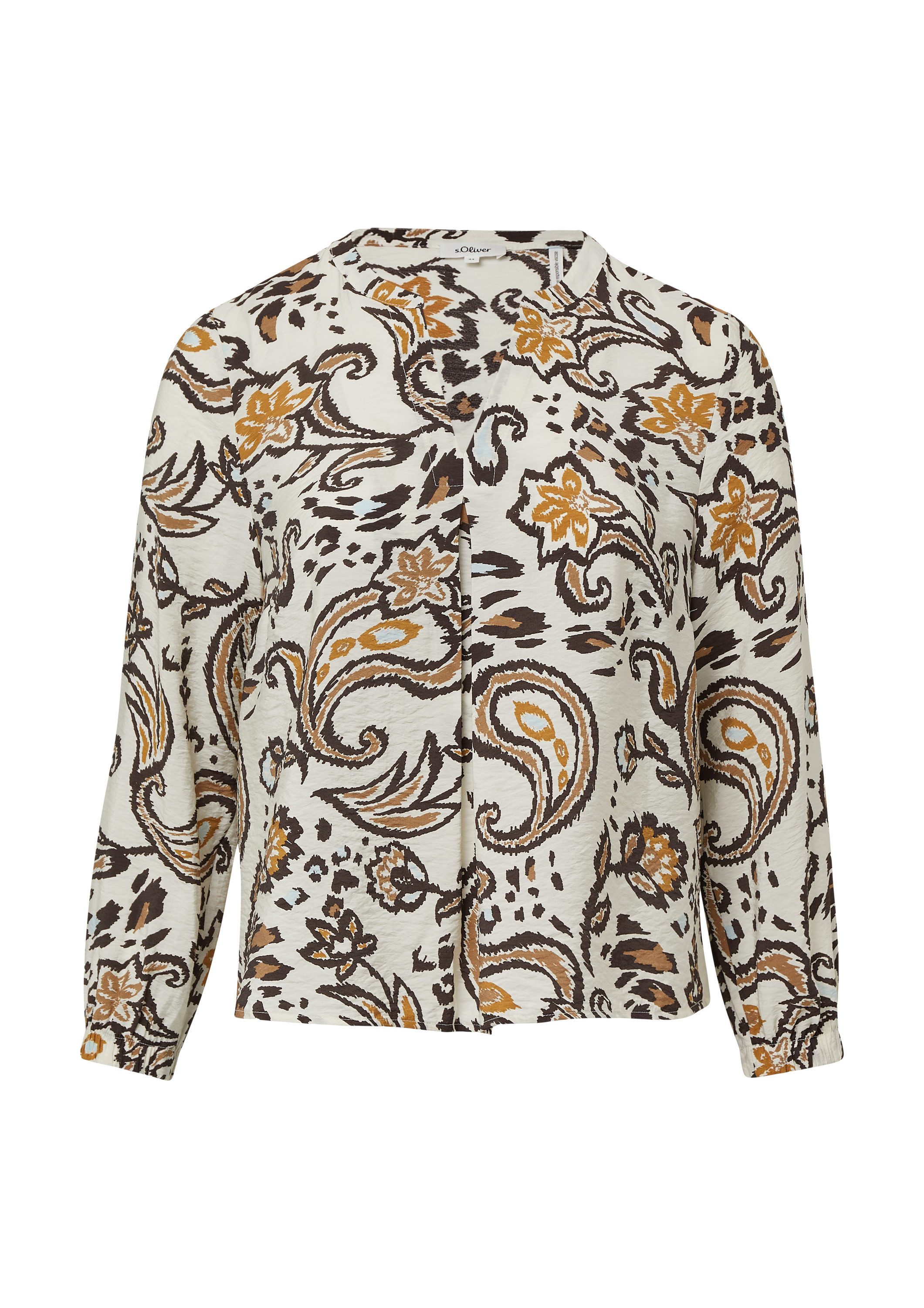 s.Oliver Langarmbluse Bluse Strukturierte Viskosemix-Bluse mit All-over-Pri günstig online kaufen