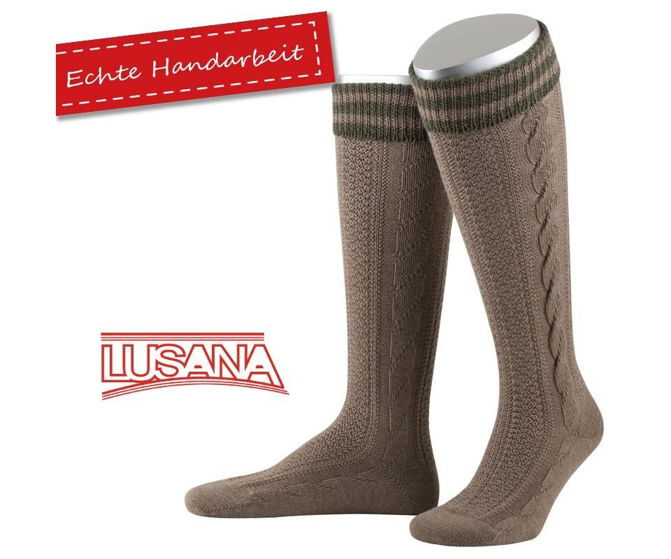 Lusana Trachtensocken Kniestrumpf mit handgez. Zopf günstig online kaufen