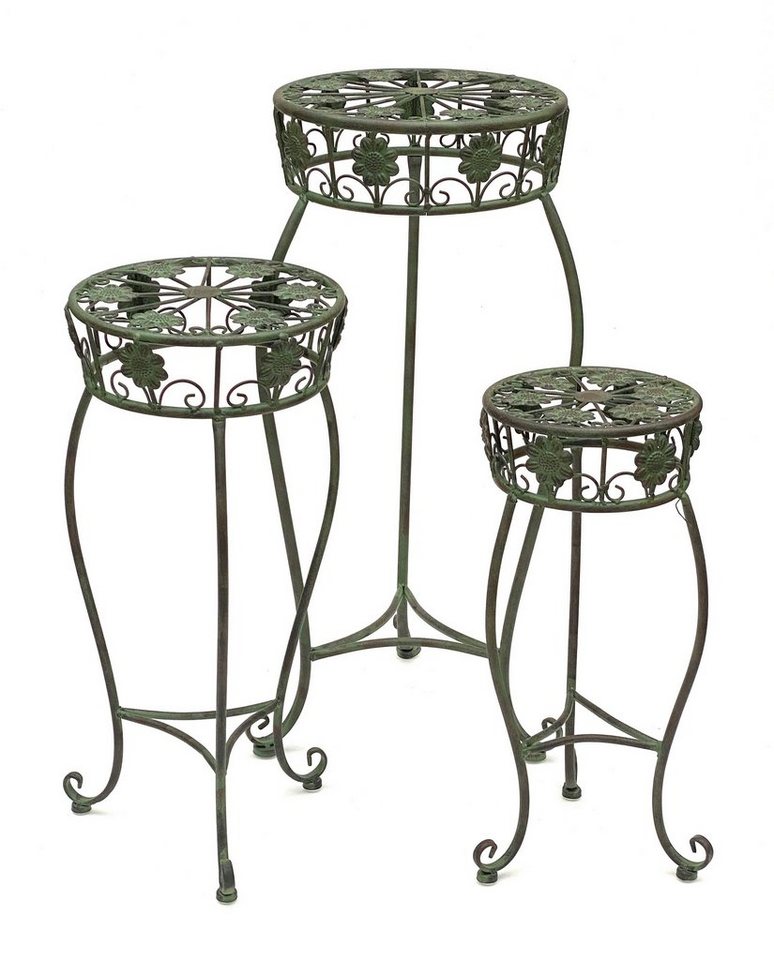 Thumbnail - DanDiBo Blumenständer Metall Grün Blumenhocker 3er Set Blumensäule Antik