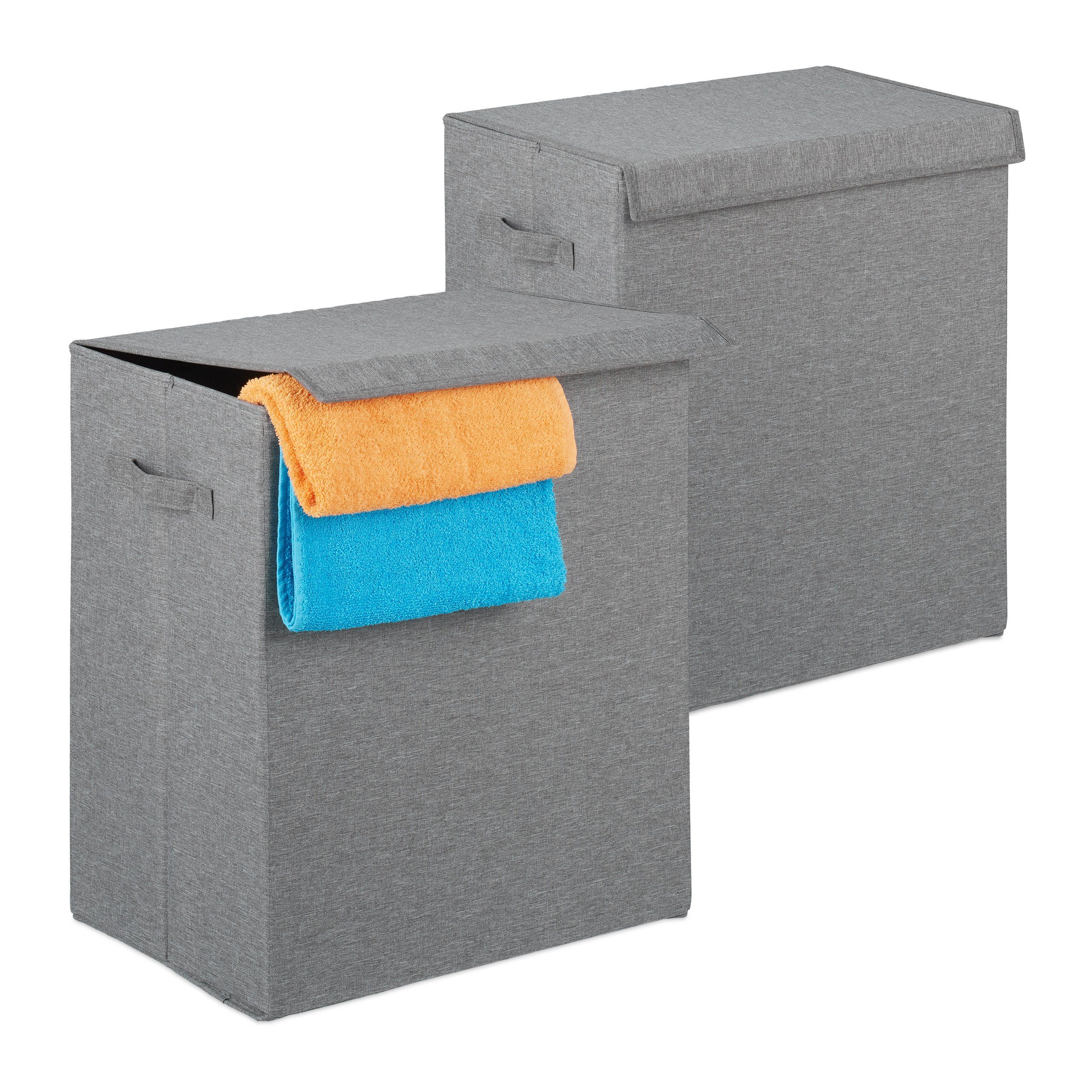 relaxdays Wäschekorb 2er Set 61 Lit, grau günstig online kaufen