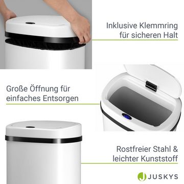 Juskys Mülleimer, 60 L, rostfrei, intelligenter Sensor, batteriebetrieben, geräuscharm