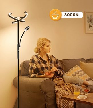 ANTEN LED Stehlampe 27W LED Stehleuchte Dimmbar Leselampe Deckenfluter mit Fernbedienung, Kaltweiß, Warmweiß, Neutralweiß, Stufenlos Dimmbar, verstellbare Leselampe