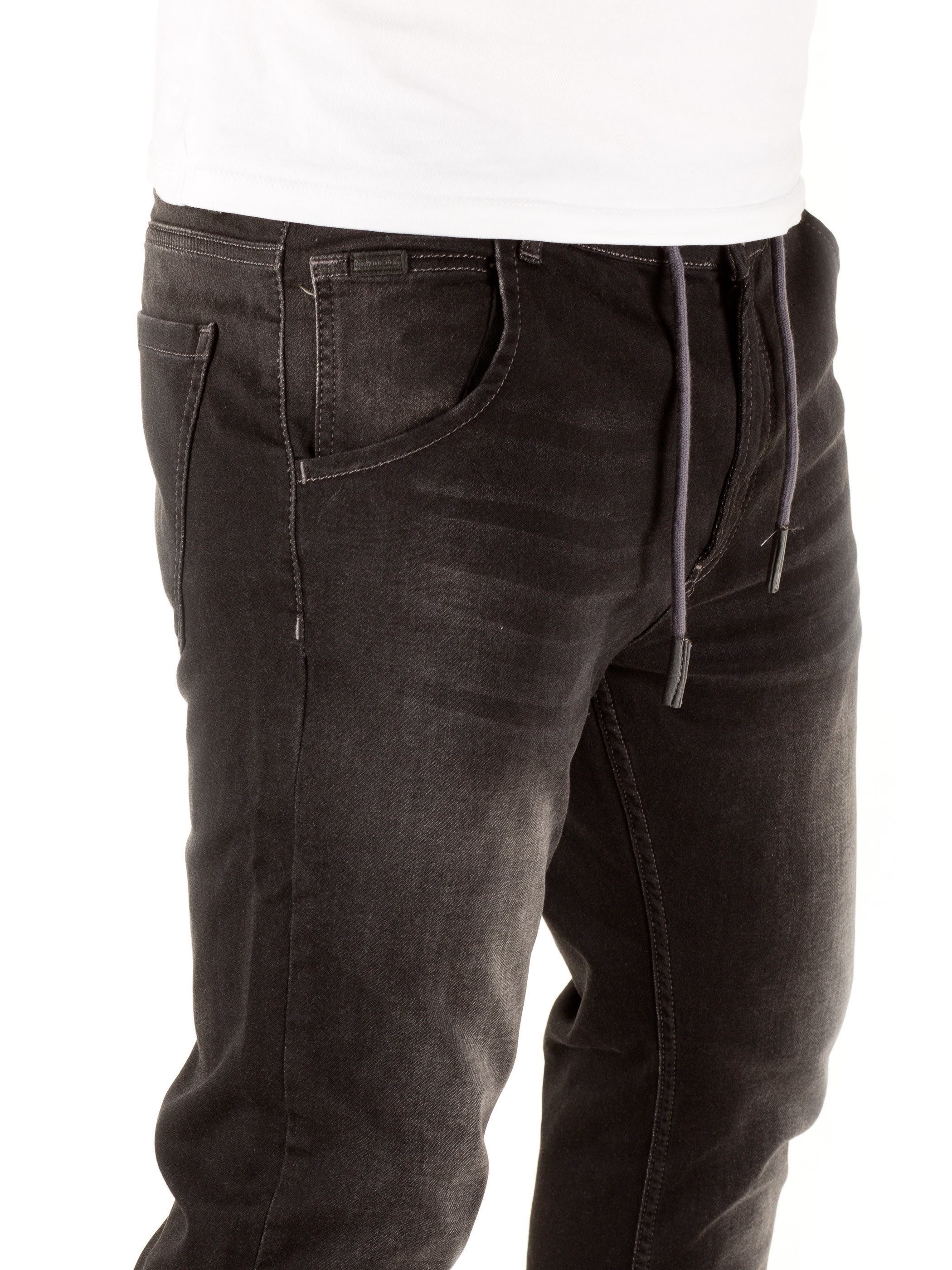 Hose black Stretch 4205) Jogging Jeans-Look Herren Jeans Jogginghose Denim in Sweathosen Joshua in Schwarz Slim-fit-Jeans WOTEGA (phantom