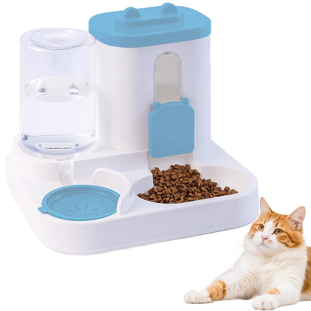 Ledander Futterspender Futterautomat Wasser,2 in 1, großer Wasserspender Futterspender, für kleine und mittelgroße Hunde, Katzen, Welpen und Kätzchen