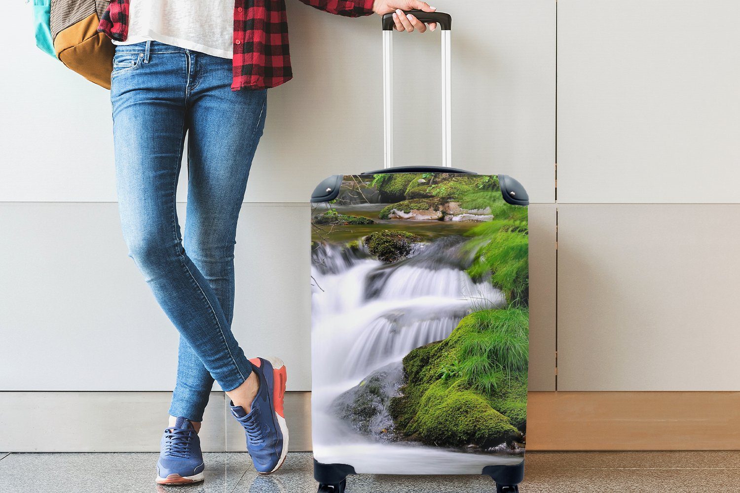 - Handgepäck Wasser Reisetasche rollen, für mit MuchoWow 4 Reisekoffer - Handgepäckkoffer Natur Ferien, Trolley, Rollen, Wasserfall,