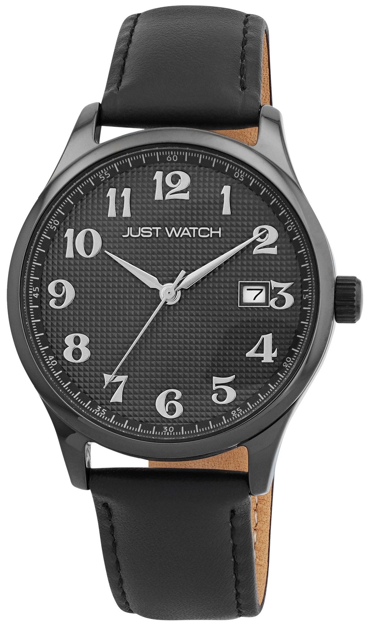 JUST WATCH Quarzuhr JW20197 Herren Echtlederband Uhr, watch, Basic, 5 ATM, Datum