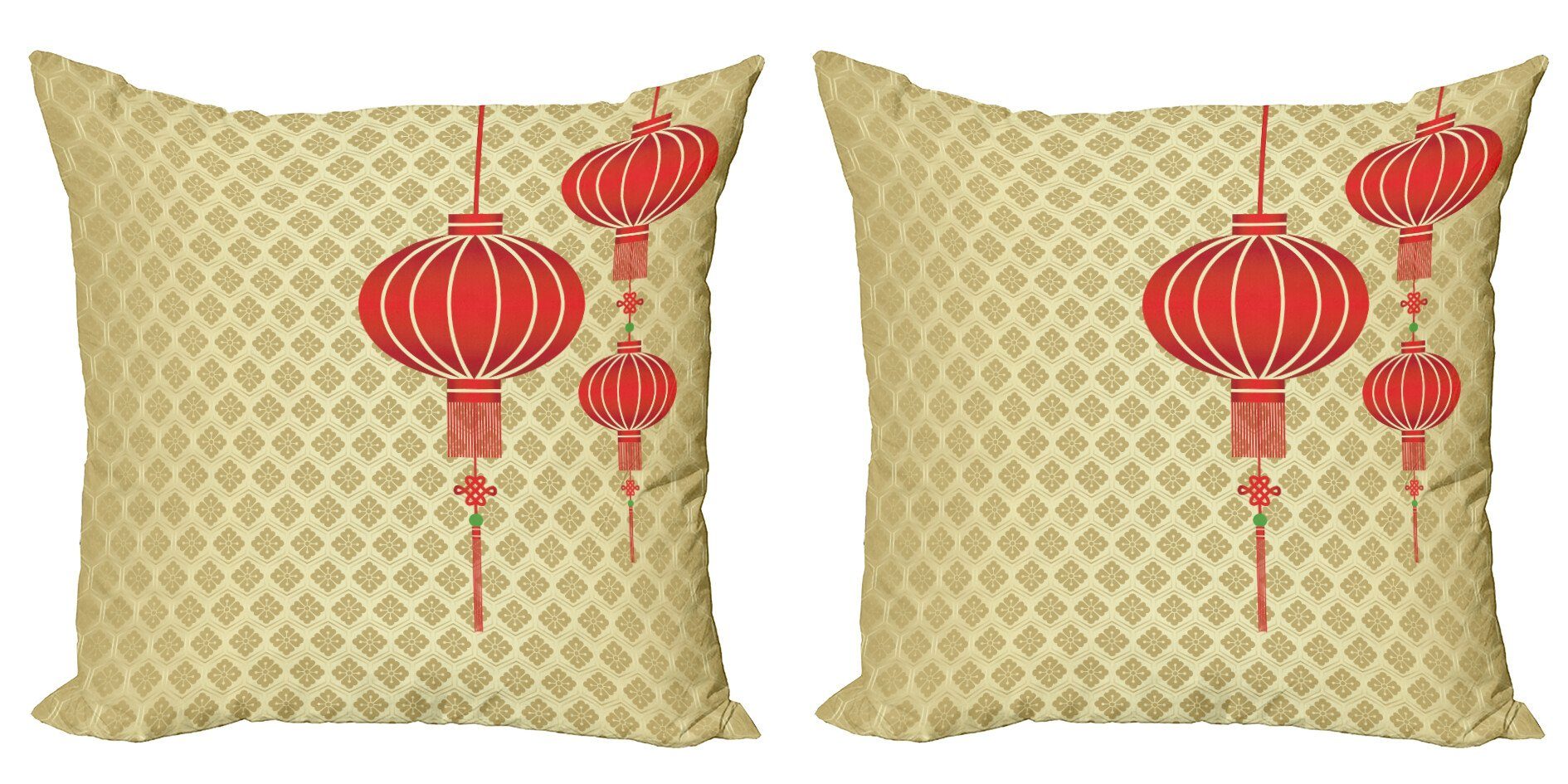 Kissenbezüge Modern Accent Doppelseitiger Digitaldruck, Abakuhaus (2 Stück), Laterne Chinese barockes Muster