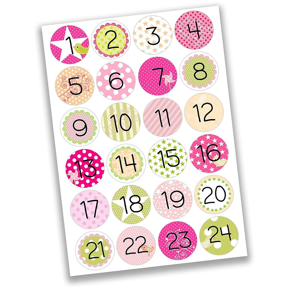 PAPIERDRACHEN DIY-Adventskalender 24 Zahlenaufkleber - Papier selbstklebend (24-tlg)