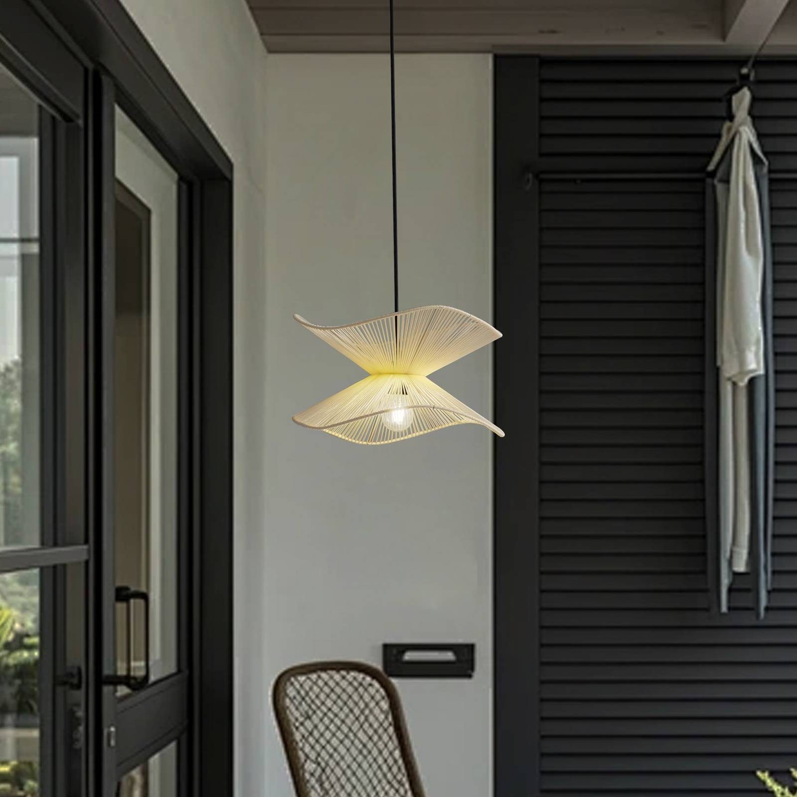 Lindby Hängeleuchten Valdorin, Creme IP44, 1 x 15 W LED