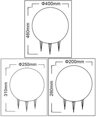 TRANGO LED Gartenleuchte, 3er Set 202540GB IP65 Gartenkugel in Granitstein-Optik mit 20/25/30cm Durchmesser *NATURE* Kugelleuchte inkl. je 1x 4-5 Watt E27 LED Leuchtmittel & je ca. 5 Meter IP44 Kabel, Gartenleuchte, Leuchtkugel
