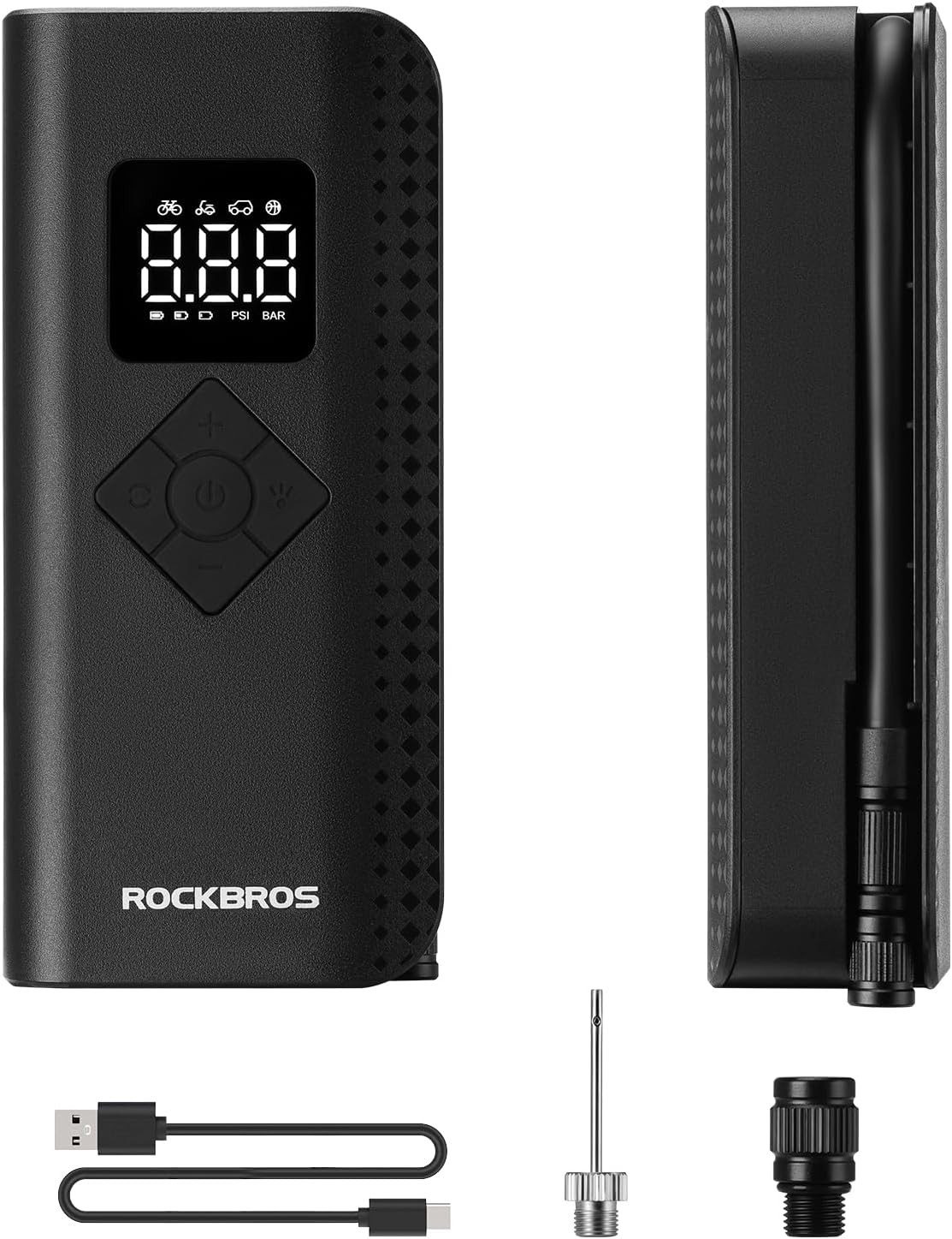 ROCKBROS Luftpumpe Elektrische Fahrradpumpe 150 PSI mit Digitalanzeige
