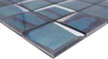 Mosani Mosaikfliesen Mosaikfliese Glasmosaik 3D Optik azur türkis blau