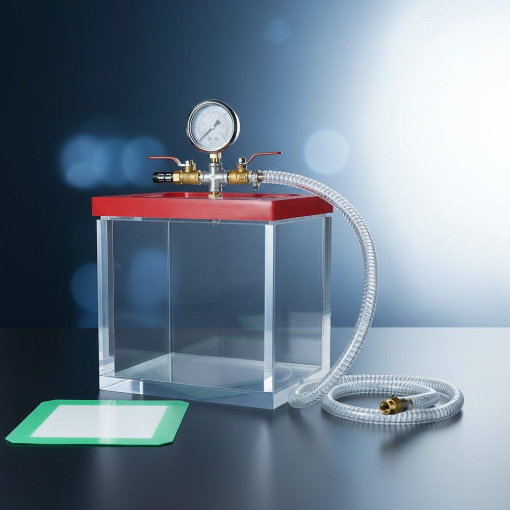 Mucola Vakuumbehälter Vakuumkammer 220x210x160 mm Entgasung 7,39L Harzfalle Vacuum, Acryl, (Stück, 1-tlg., Premium-Vakuumkammer), Wasserdruck-getestet