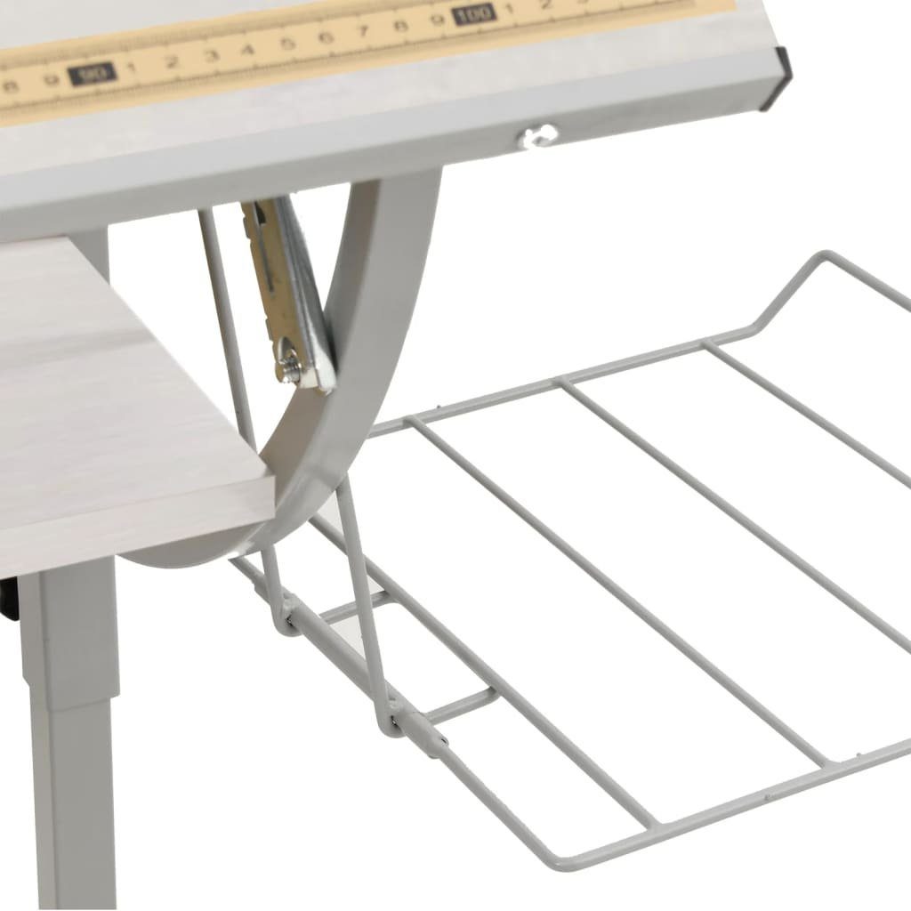 cm Stahl Holzwerkstoff Schreibtisch Grau 110x53x(58-87) Weiß furnicato & & Basteltisch