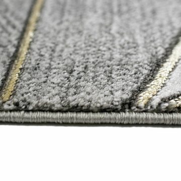 Teppich Teppich Wohnzimmer Designerteppich geometrisches Muster grau gold, Carpetia, rechteckig, Höhe: 12 mm