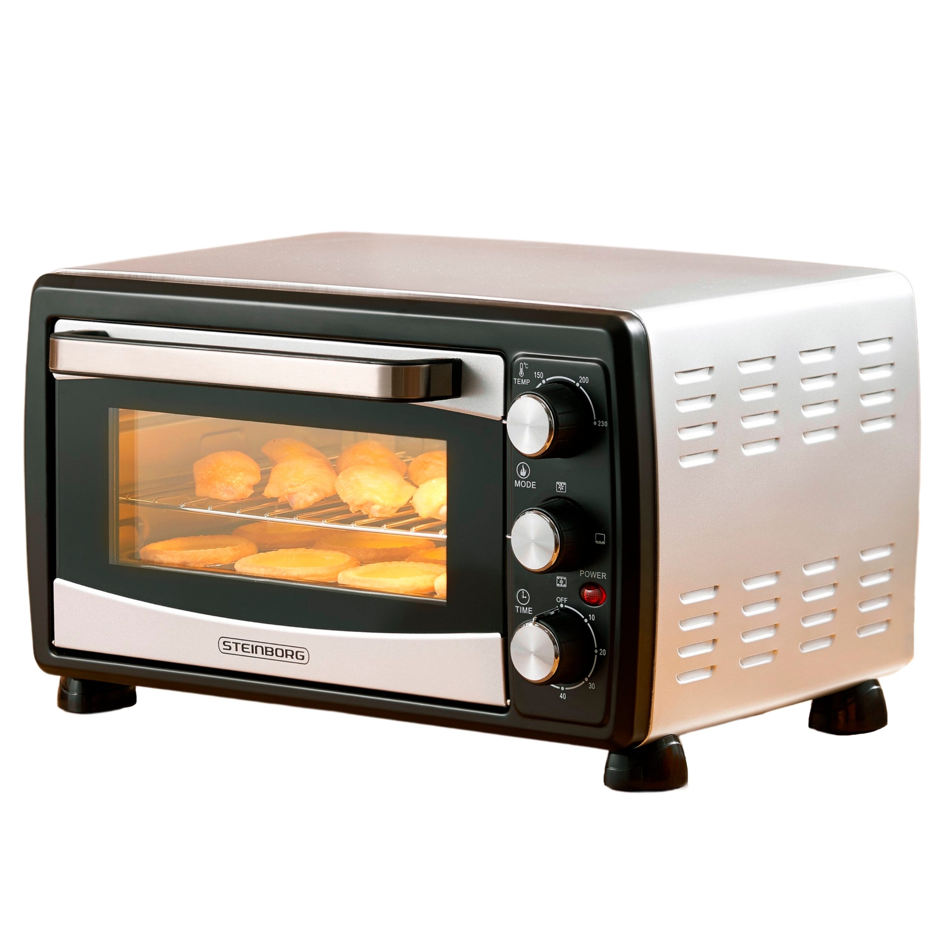 STEINBORG Minibackofen SB-3007, 20 Liter, Umluft, mit Krümelblech, 1380 Watt