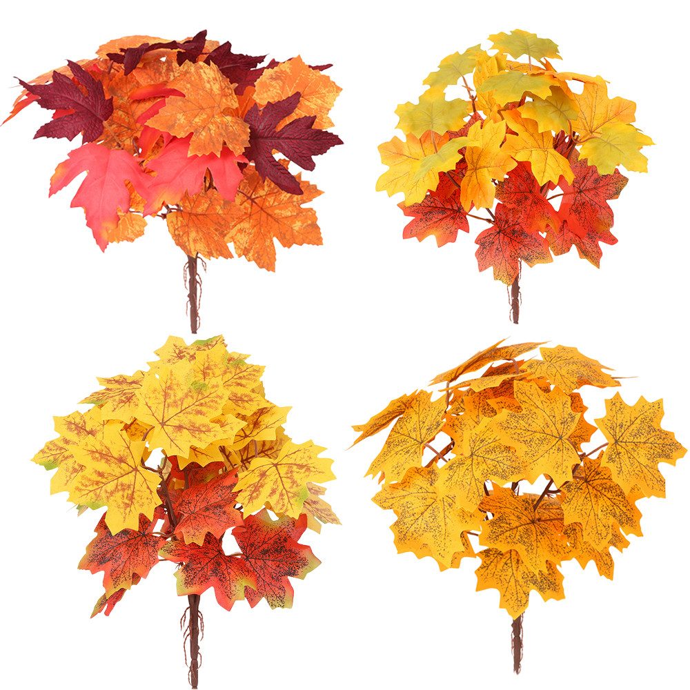 Kunstblumenstrauß 4 Bündel Künstliche Herbststrauß Ahorn Blätter Zweige Herbstzweige, Bomiclss, Kunstpflanzen Herbst für Erntedankfest Halloween Deko Herbstdeko von Bomiclss